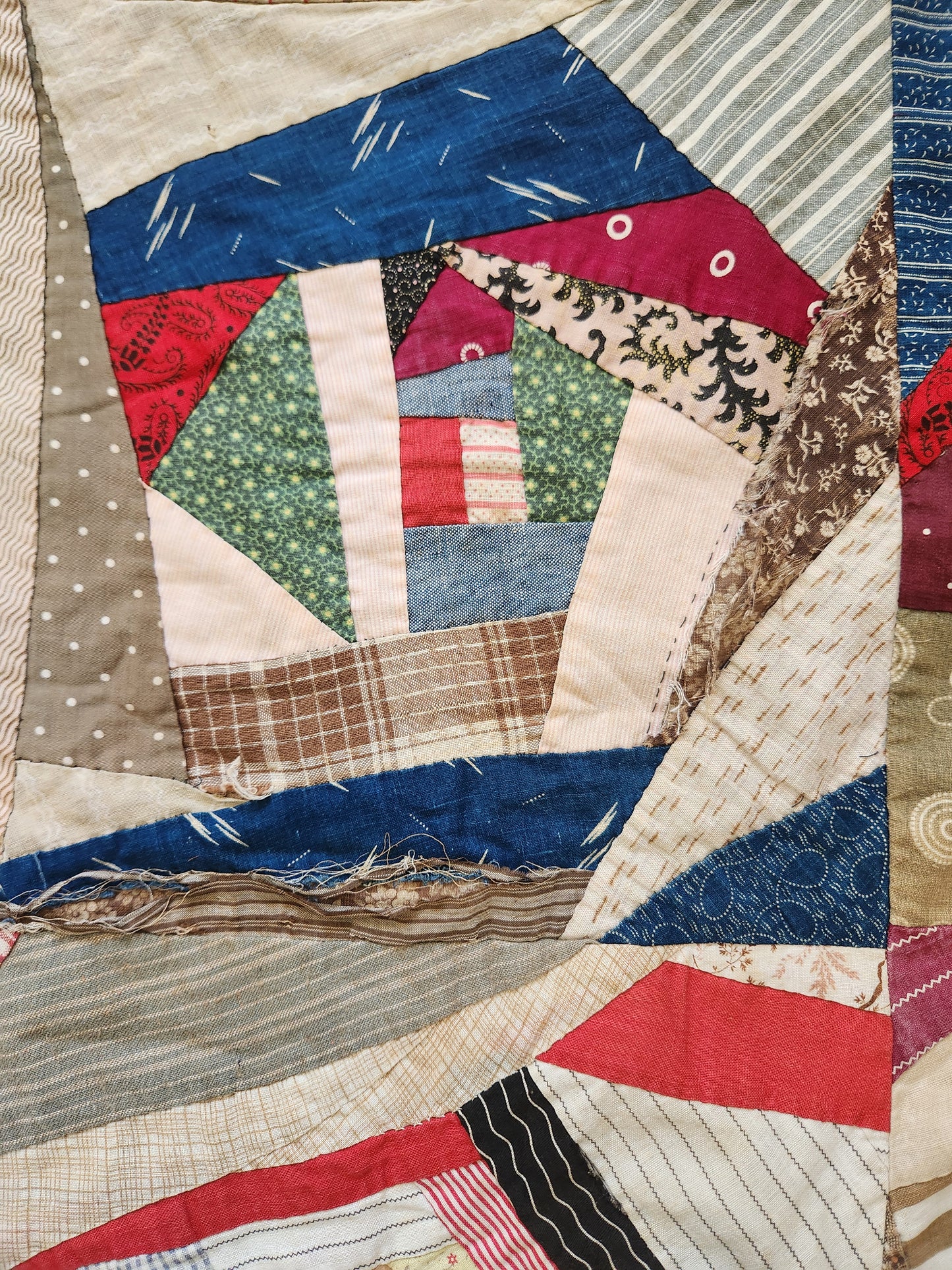 Antique Unfinished Foundation Pieced Quilt Top c1900