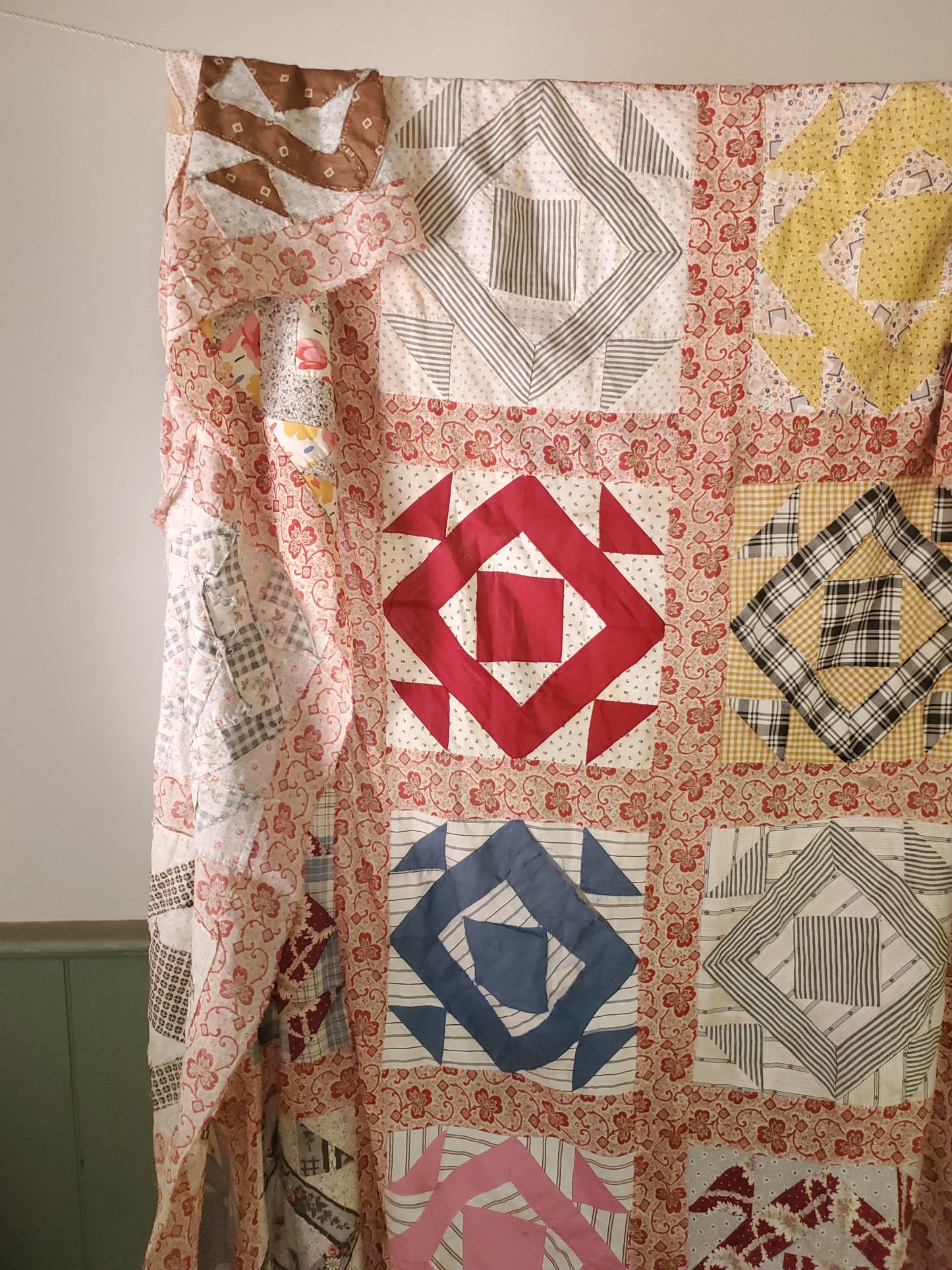 Hand Pieced Vintage Quilt Top