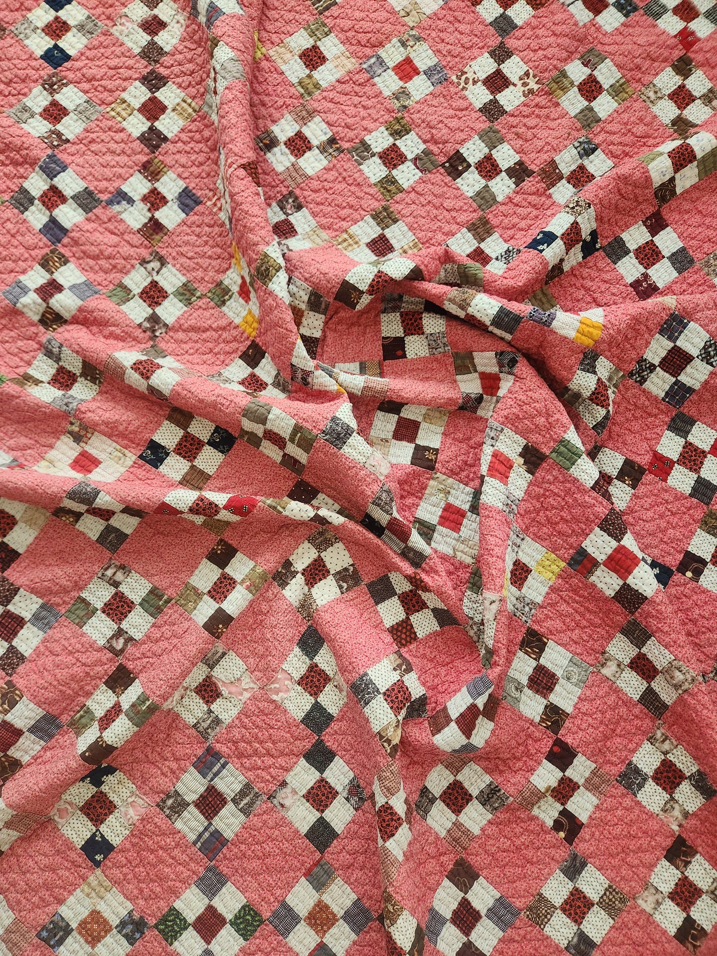 Nine Patch Antique Quilt C1880