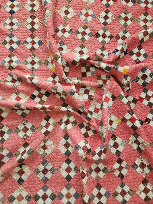 Nine Patch Antique Quilt C1880