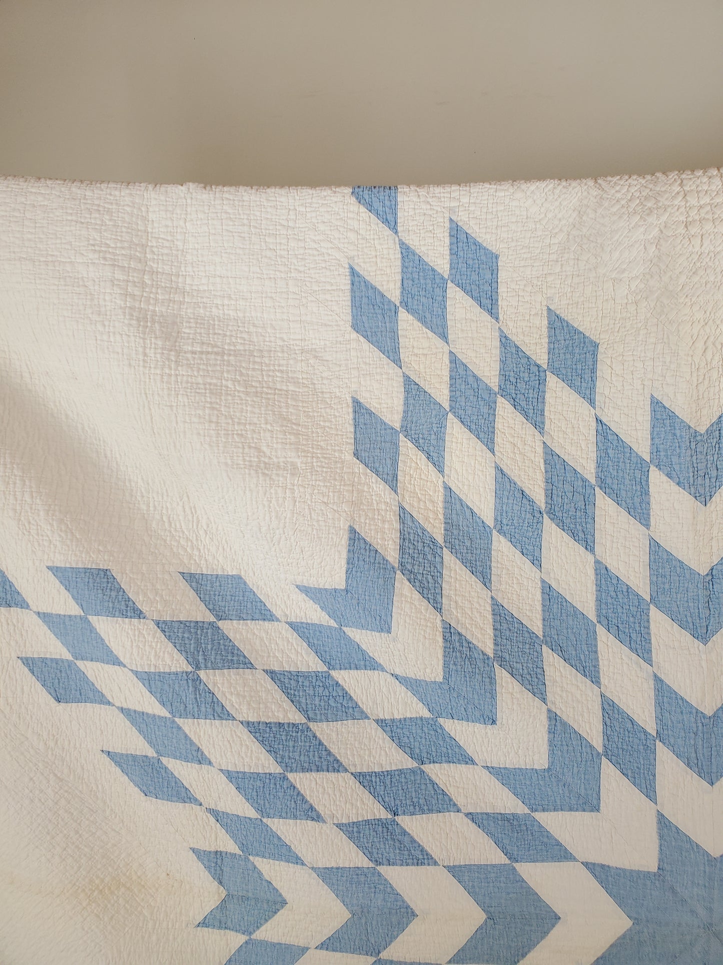 Blue and White Lone Star / Star of Bethlehem Vintage Quilt, ca 1900