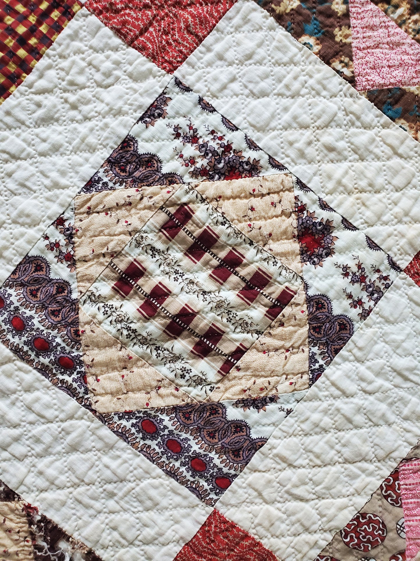 19th Century Square in a Square Antique Quilt