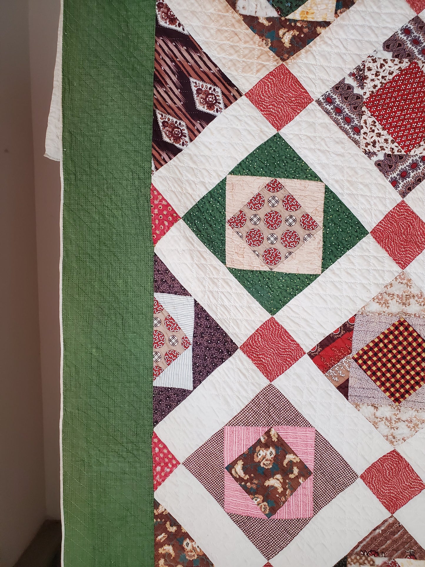 19th Century Square in a Square Antique Quilt