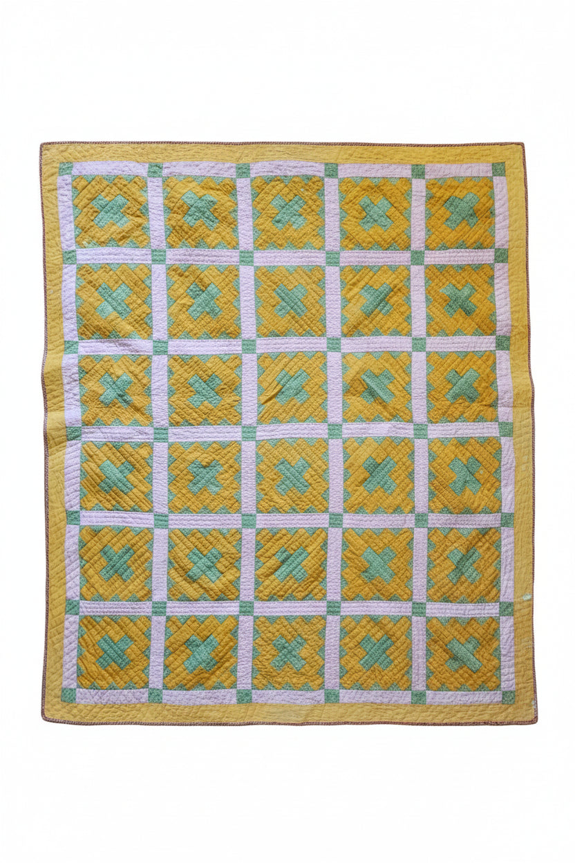 19th Century Pink, Chrome Orange, & Green Chimney Sweep Quilt