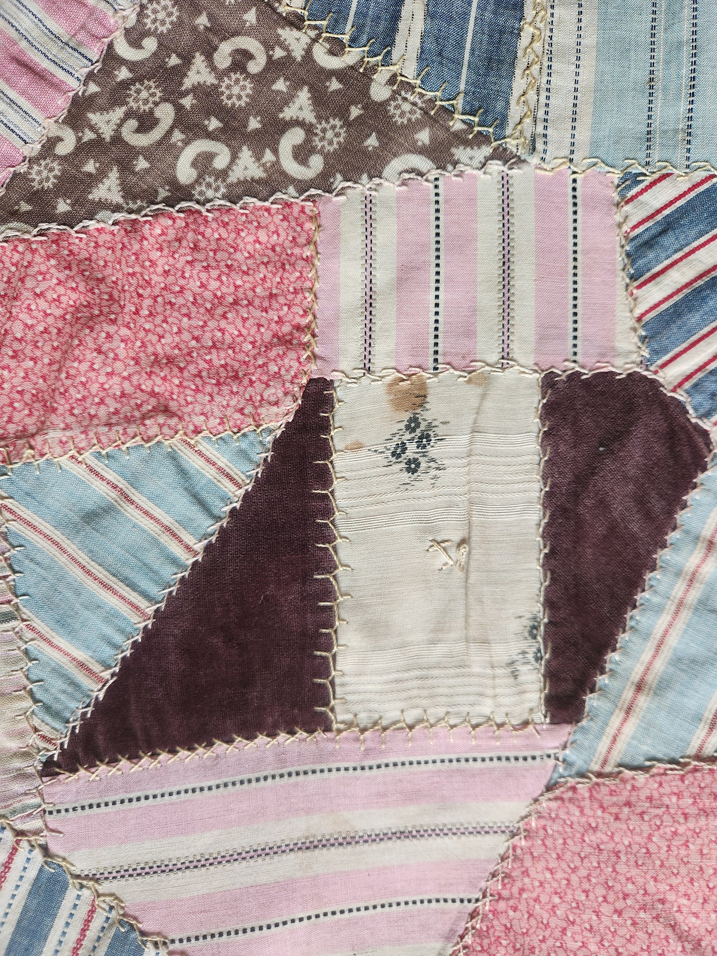 Antique Cotton Crazy Quilt c1890