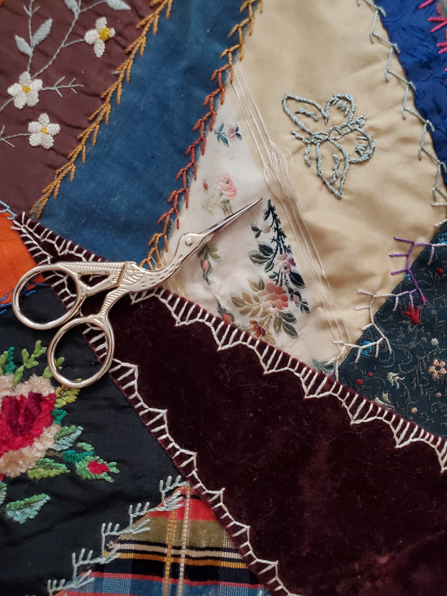 Victorian Crazy Quilt, Crib Size, ca 1890