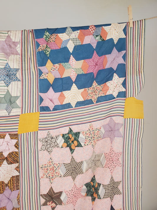 16 Stars Vintage Quilt Top, ca 1930