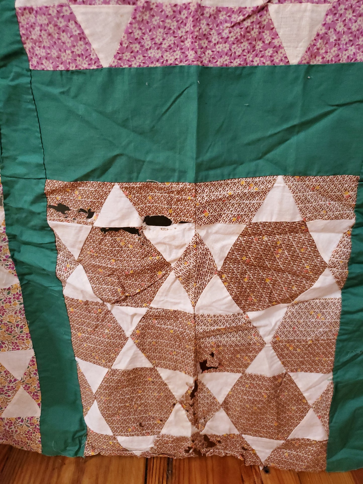 Vintage Hexagon Star Quilt Top, ca 1930