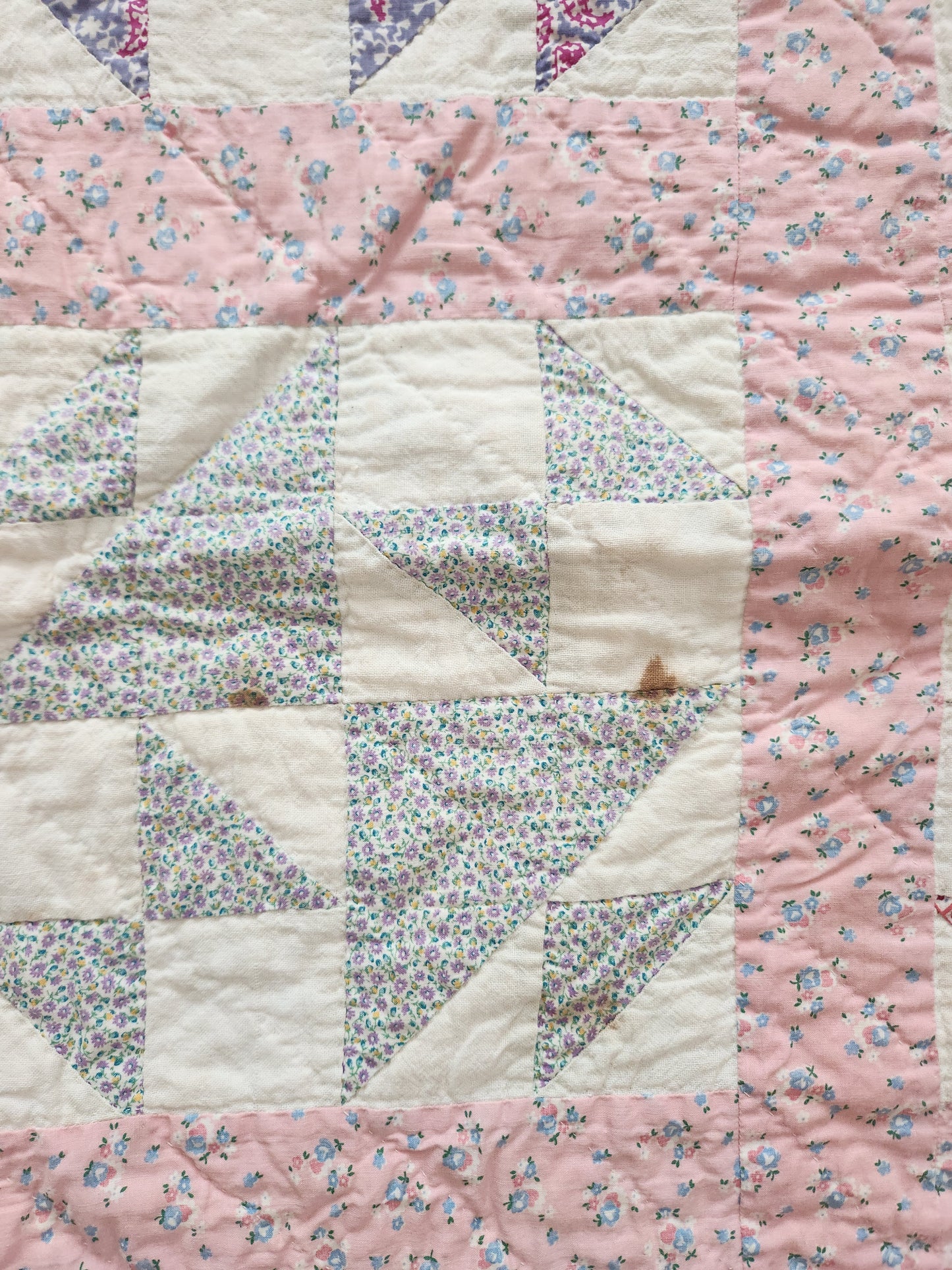 Vintage Feed Sack Patchwork Quilt c1940