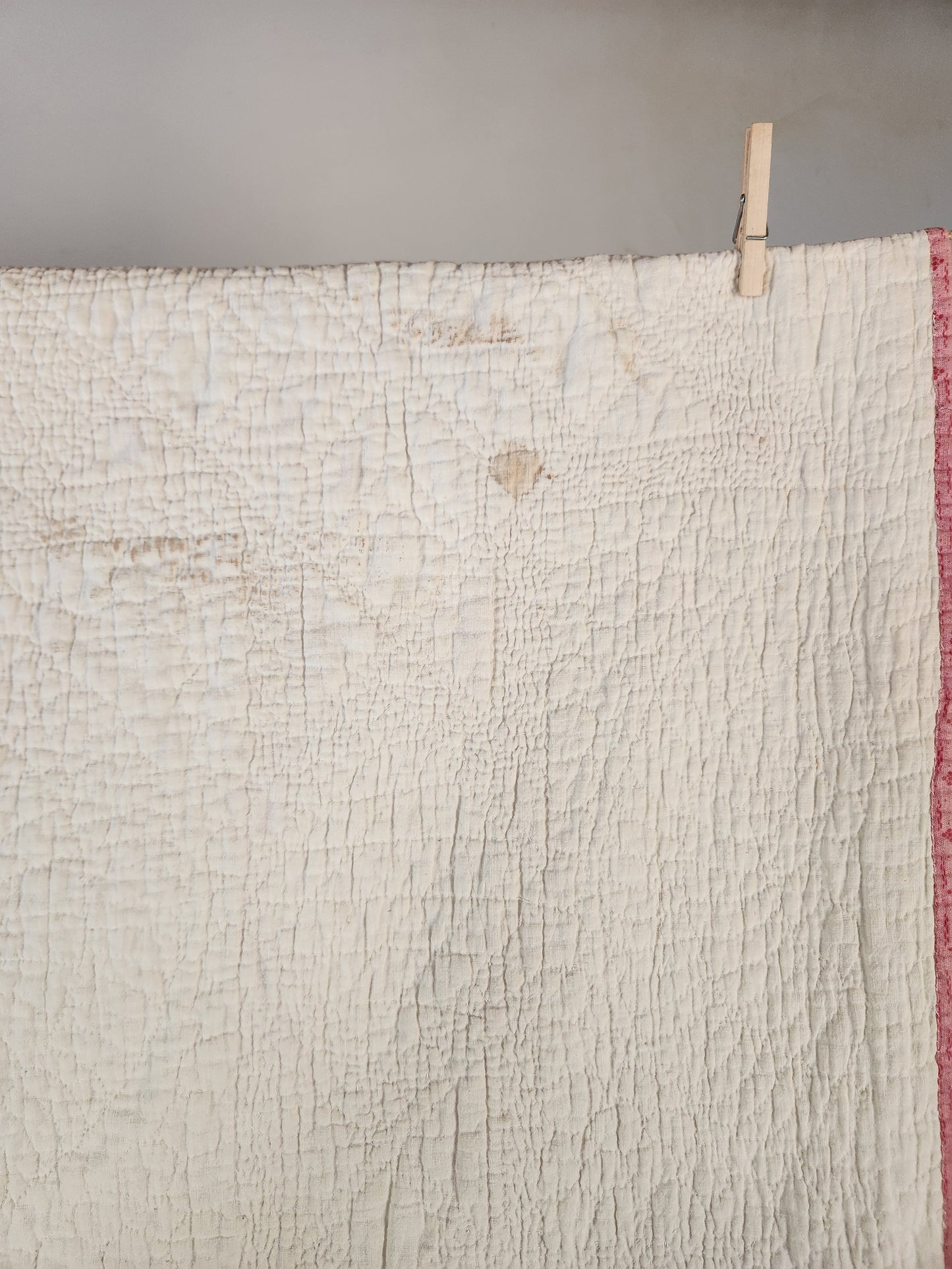 Antique Pink and White Feathered Star Quilt c1890