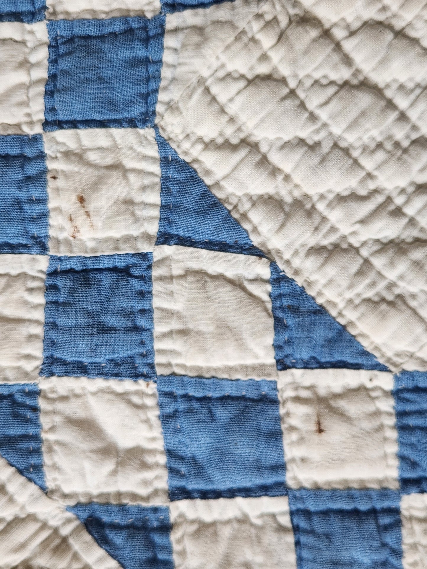 Antique Blue & White Triple Irish Chain Quilt
