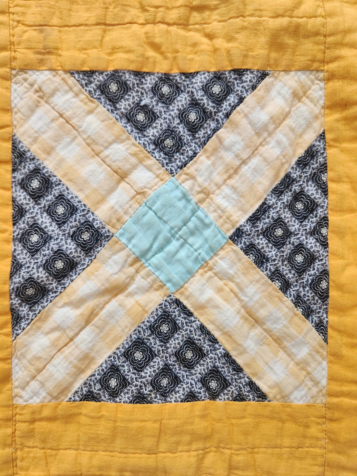 Antique Old Italian Block Quilt c1900