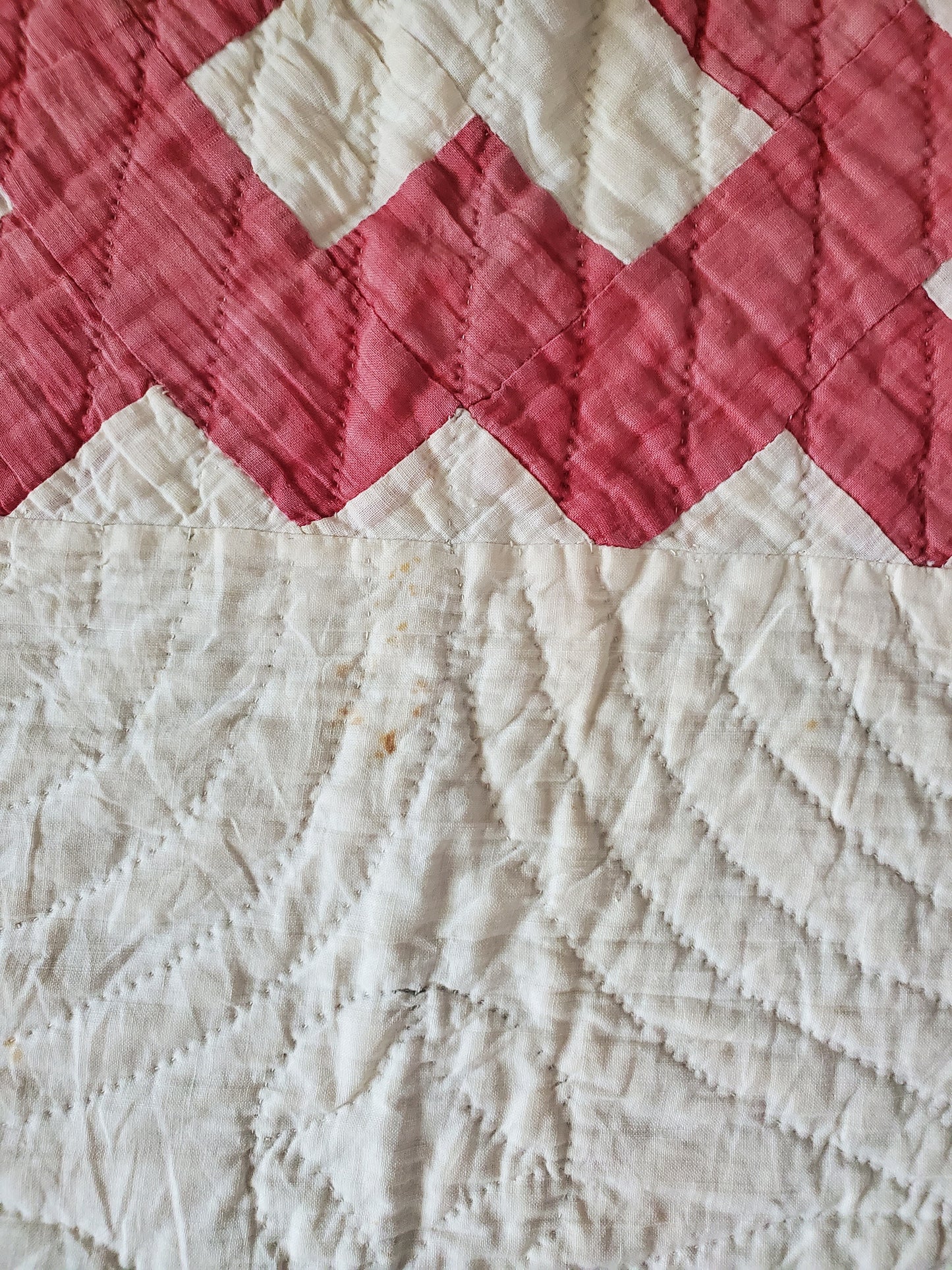 Antique Red & White Chimney Sweep Quilt, ca 1890