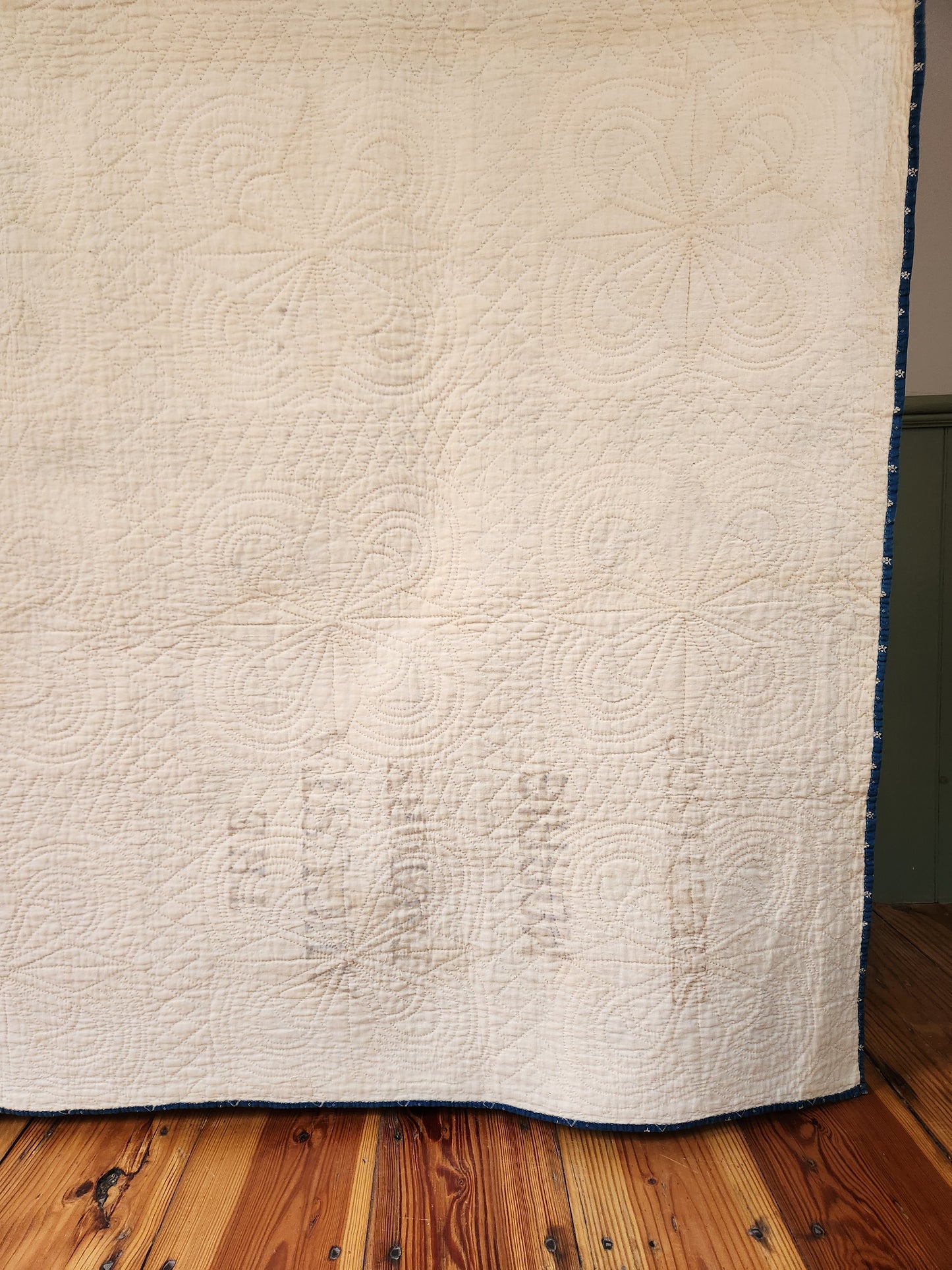 Antique Indigo & White Patchwork Crown Quilt c1890