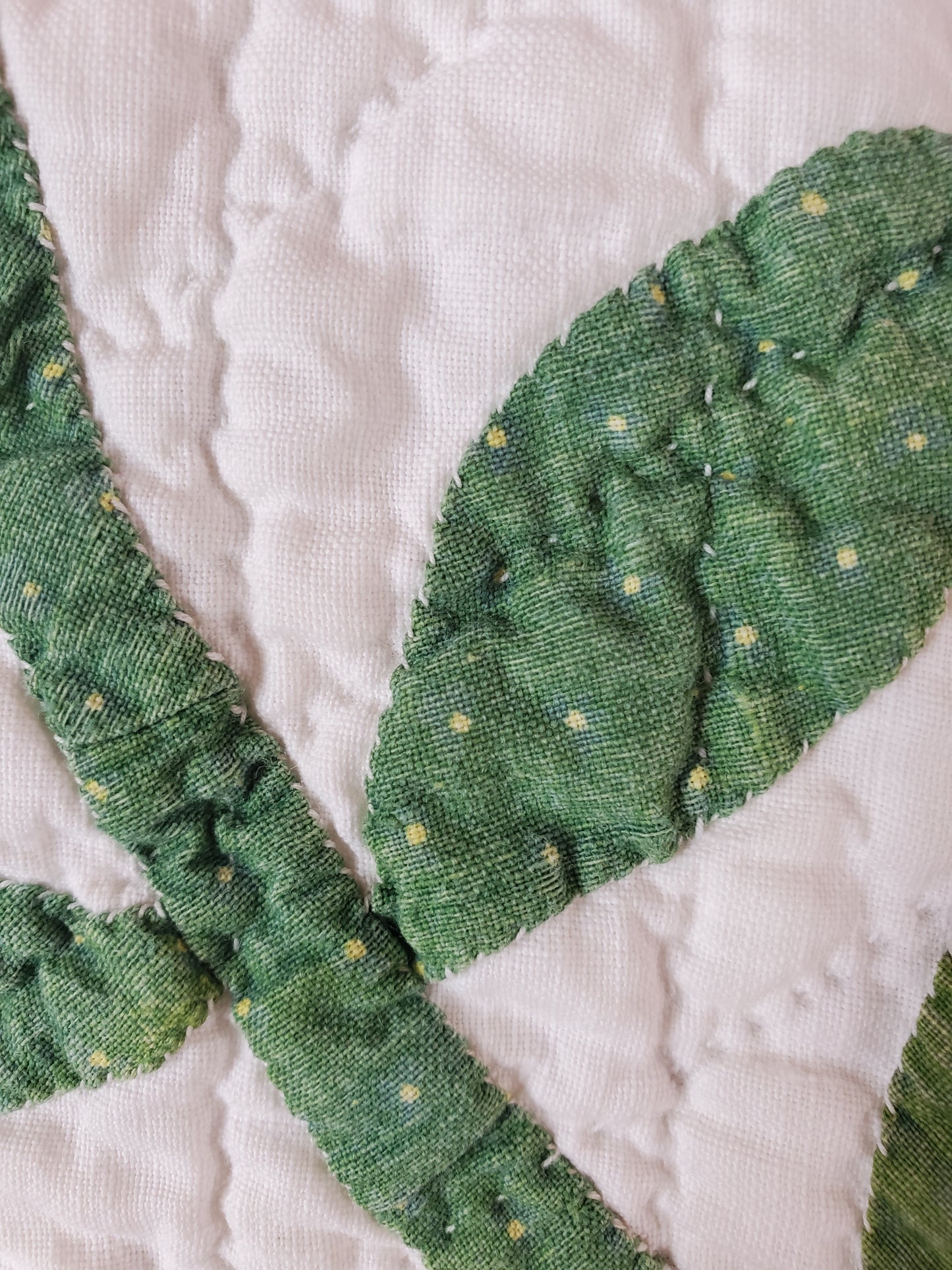 19th Century Pink & Green Antique Rose Wreath Applique Quilt