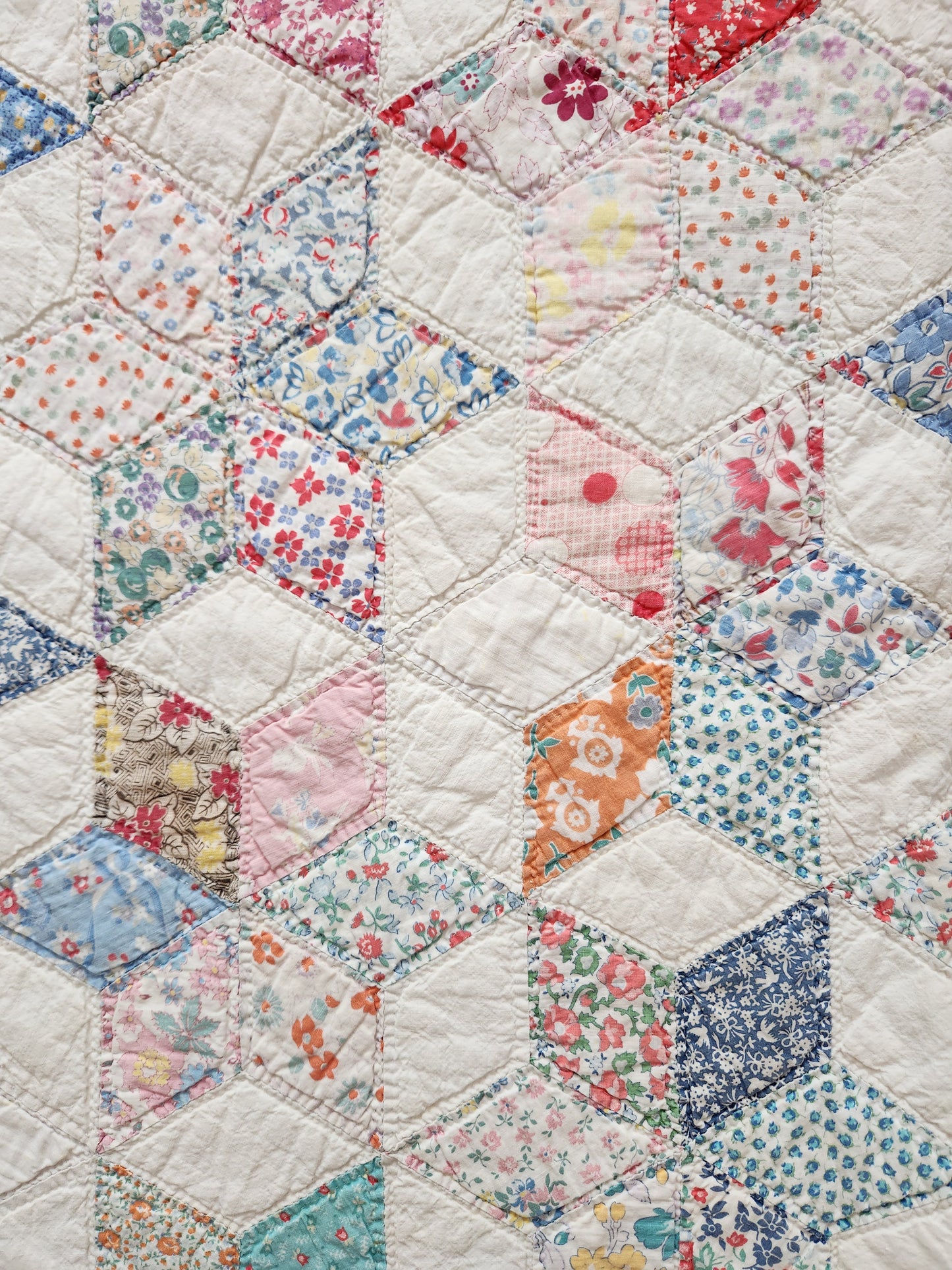 Stunning Feed Sack Star Quilt c1930