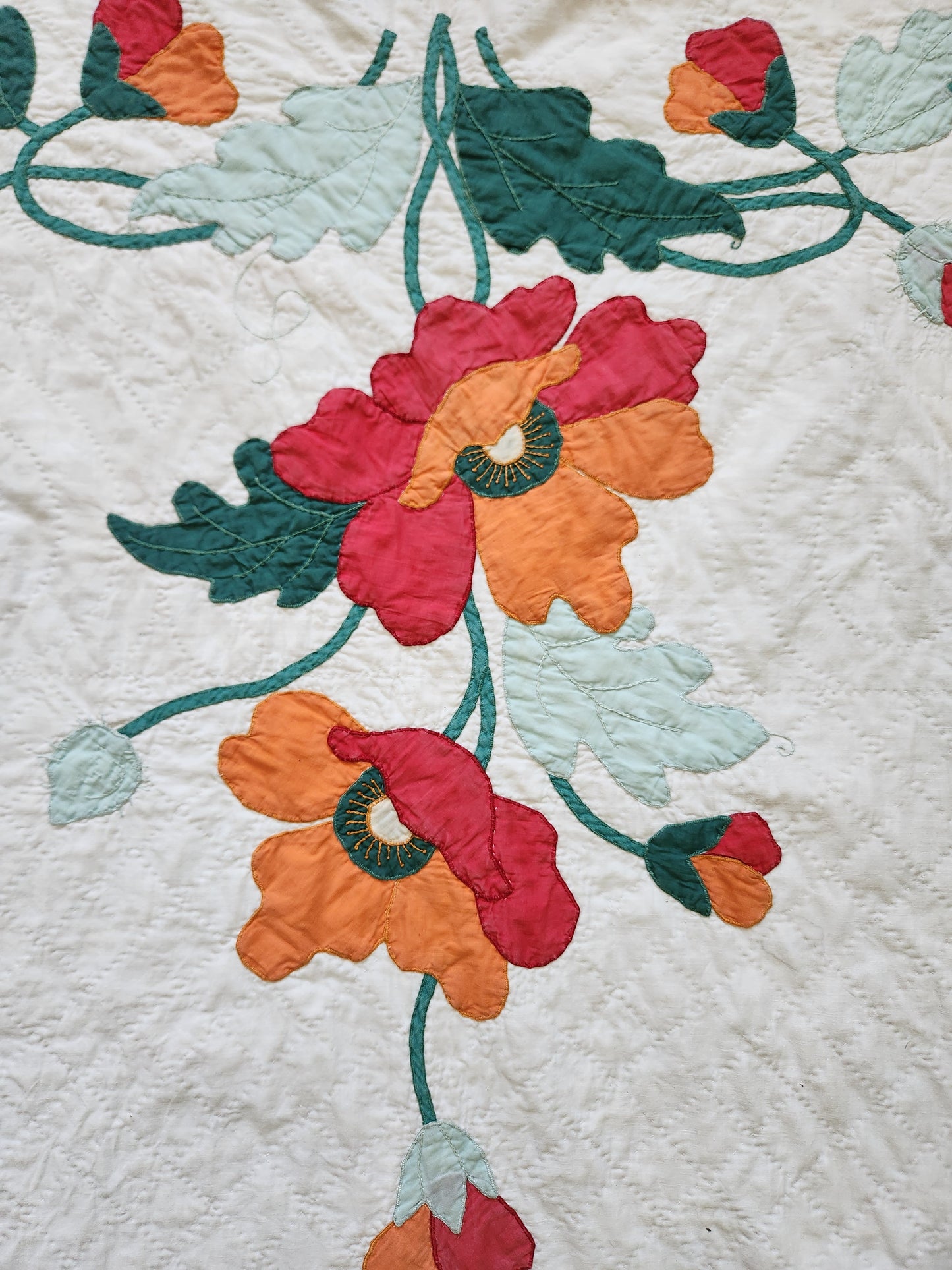 Vintage Poppy Applique Quilt