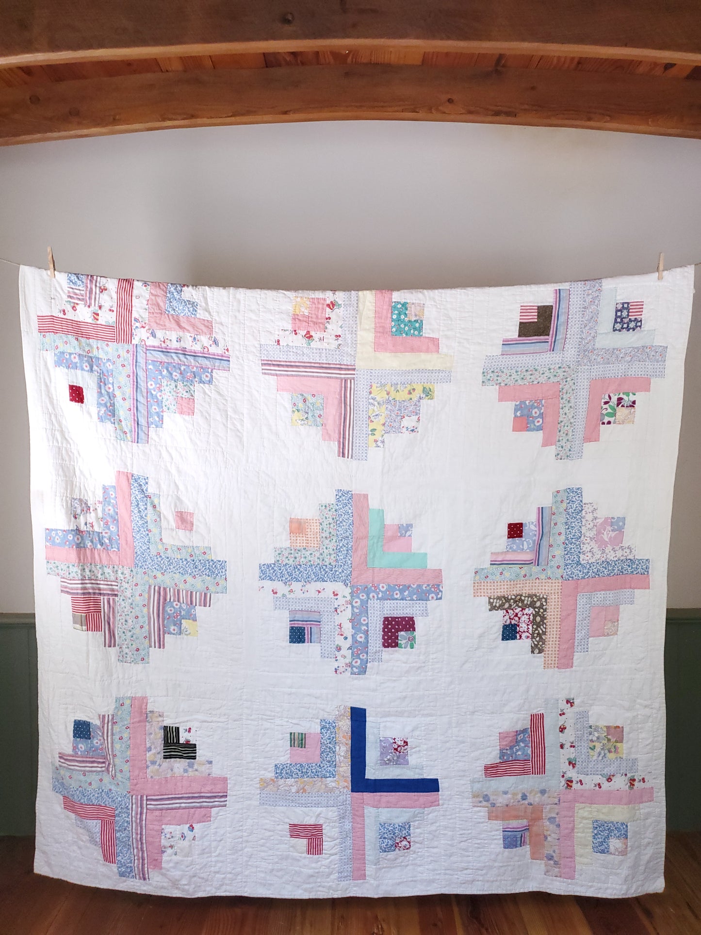 Vintage Feed Sack Quilt, ca 1950