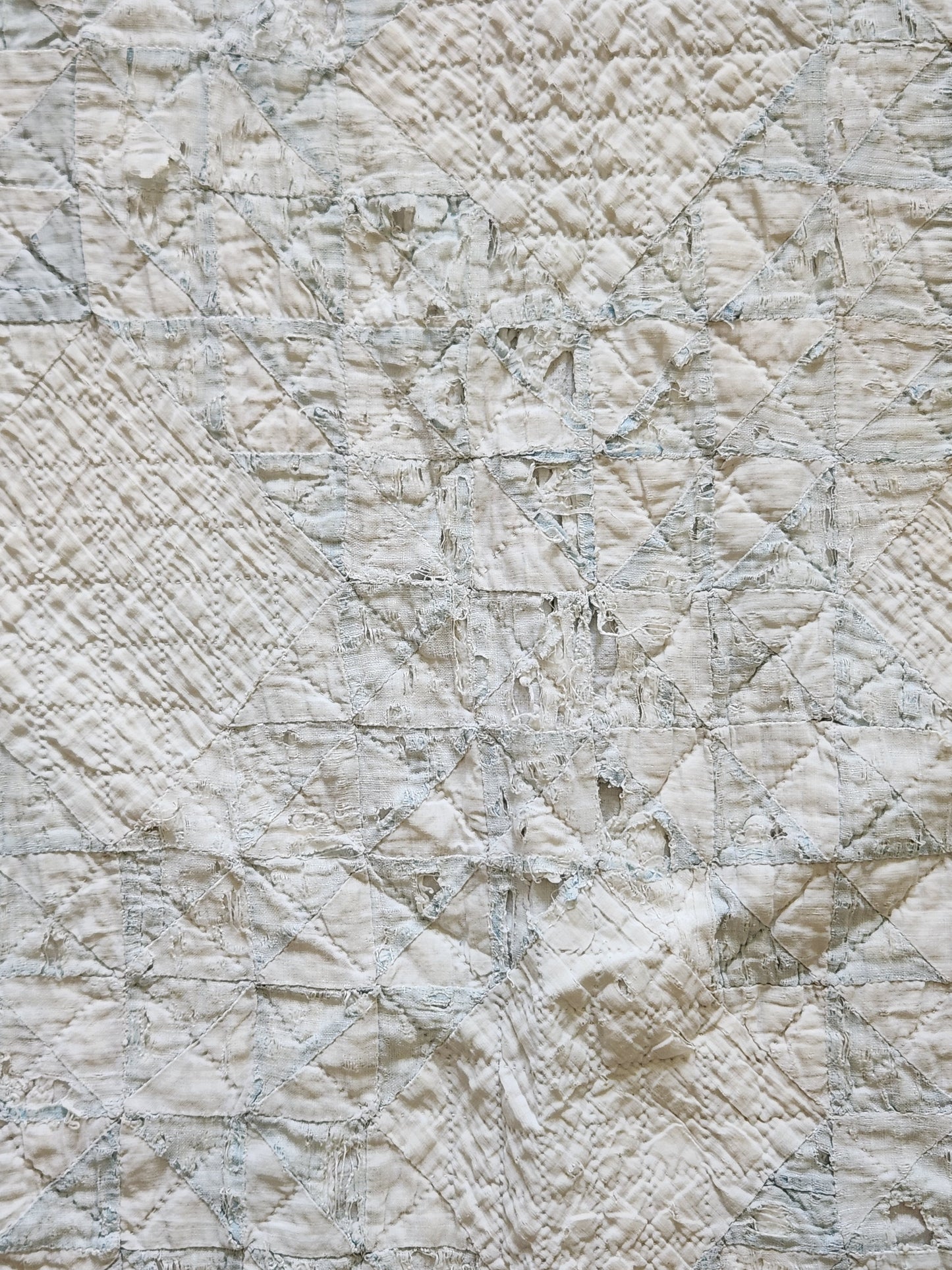 Well-Loved Antique Ocean Waves Quilt c1900