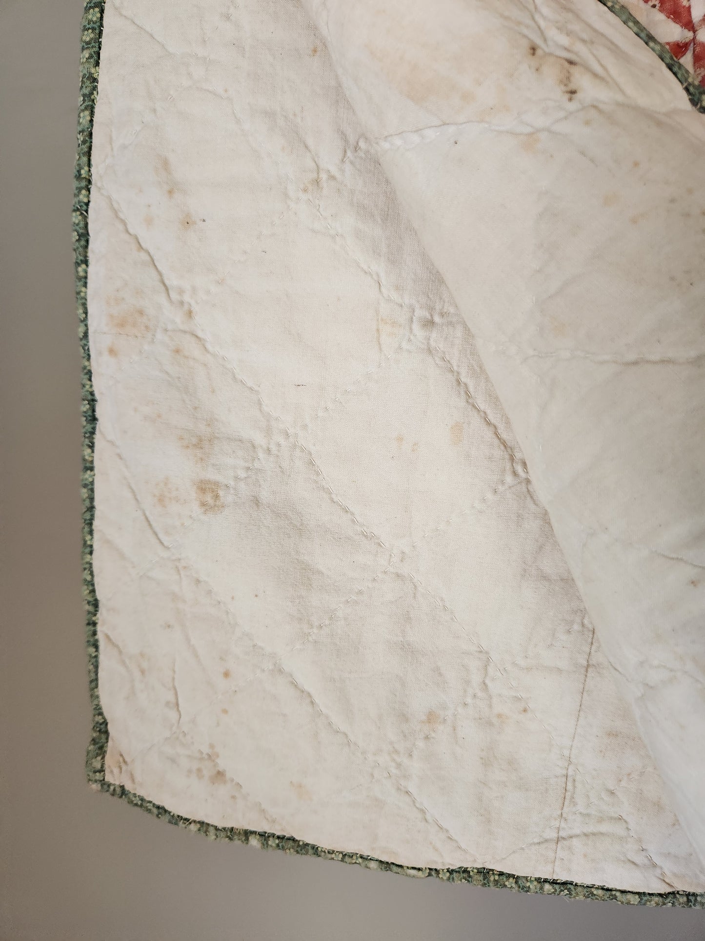 Antique Patchwork Quilt in Green & Red