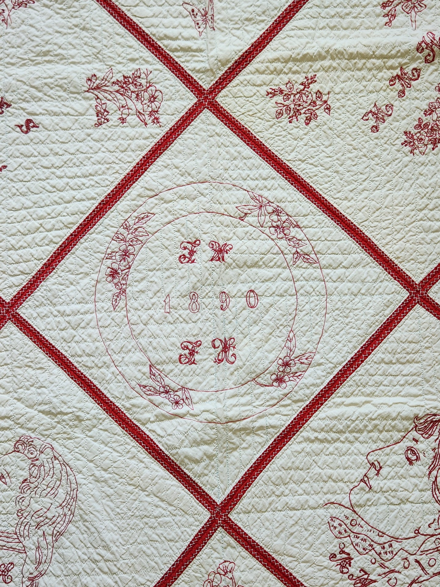 Antique Redwork Quilt, 1890