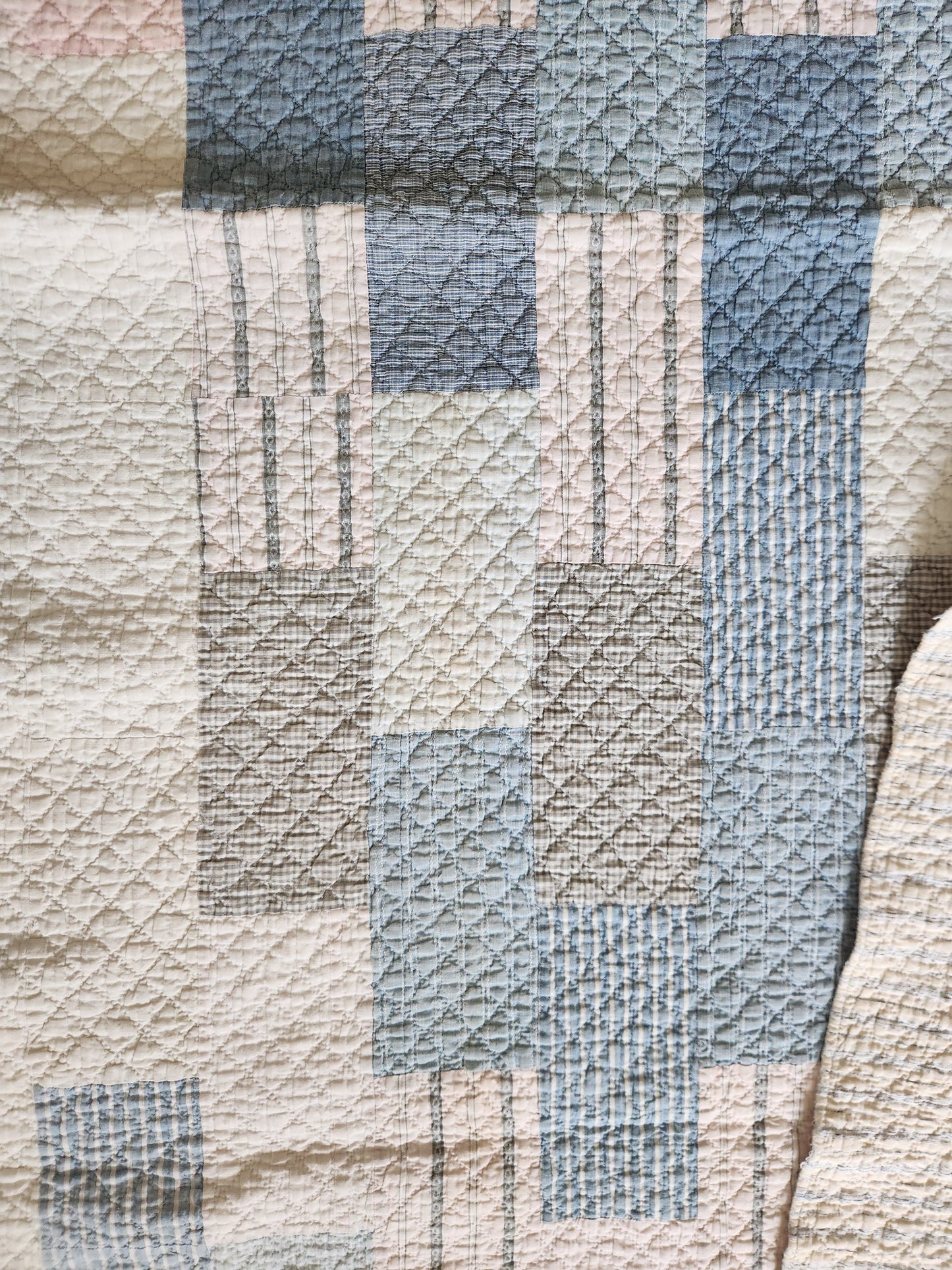 Antique Brickwork Shirting Quilt c1920