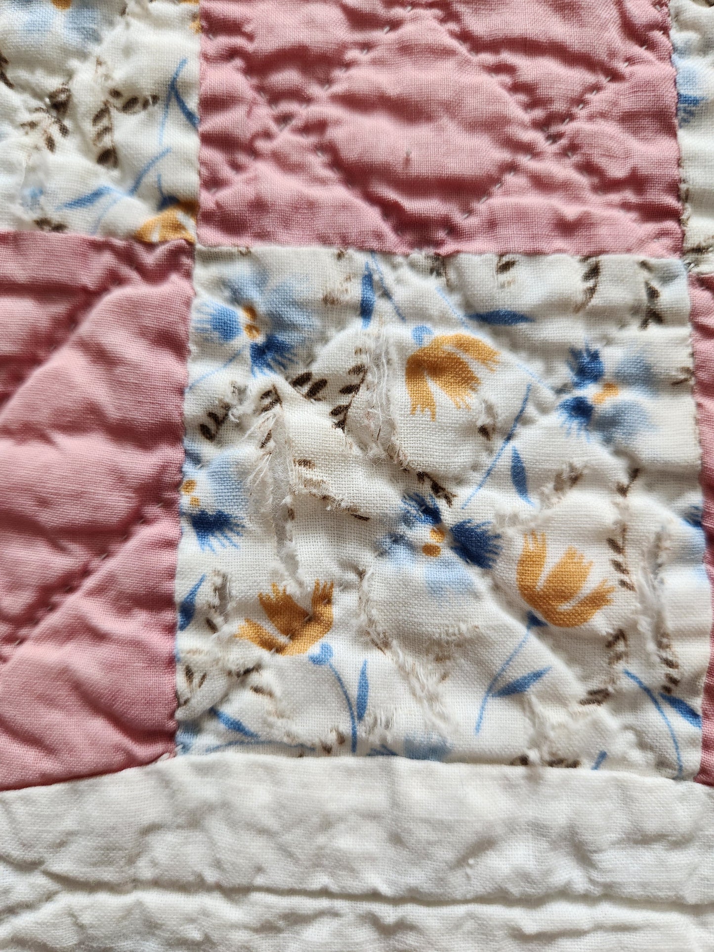 Vintage Pink Improved Nine Patch Quilt 1940