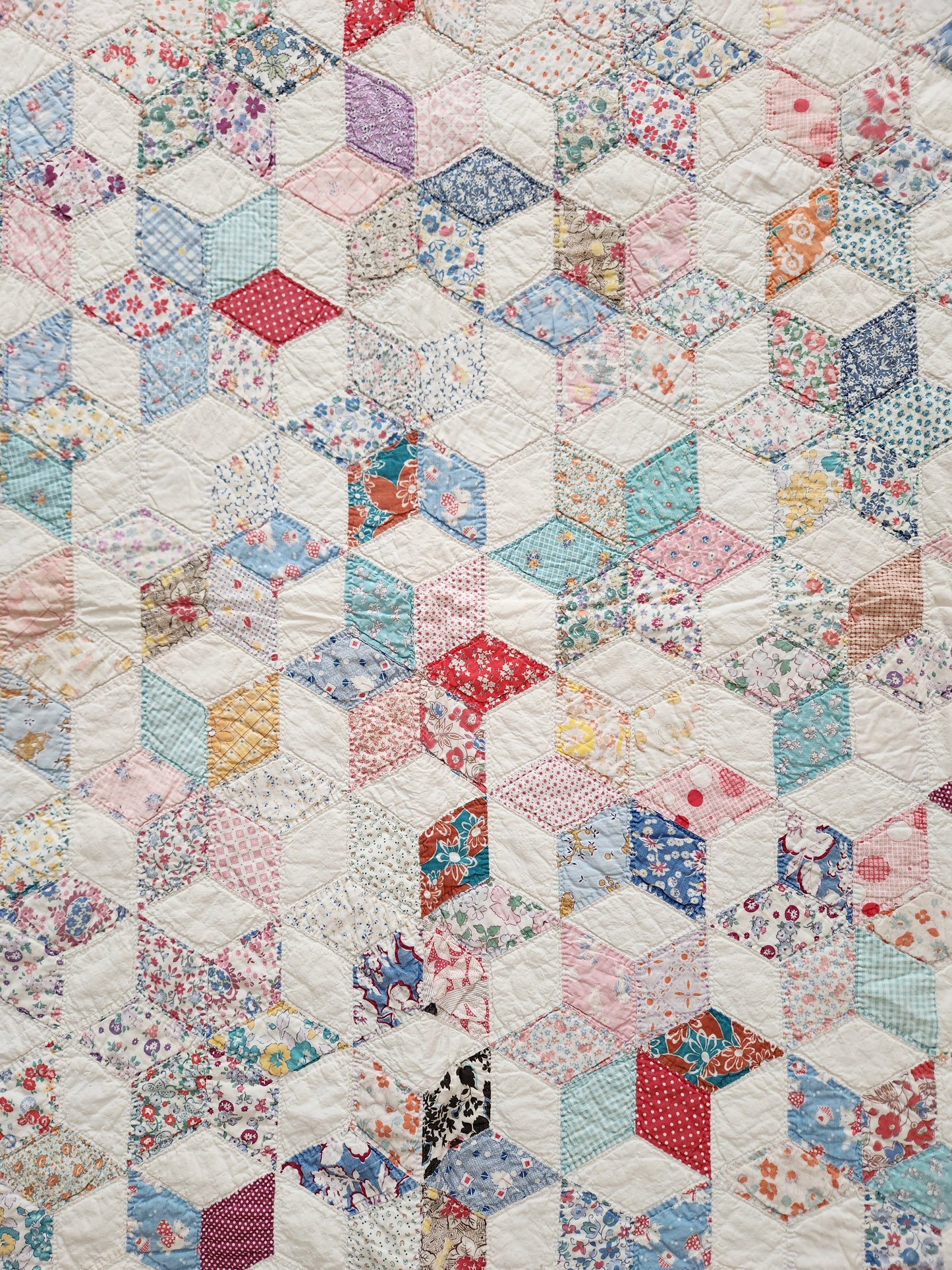 Stunning Feed Sack Star Quilt c1930