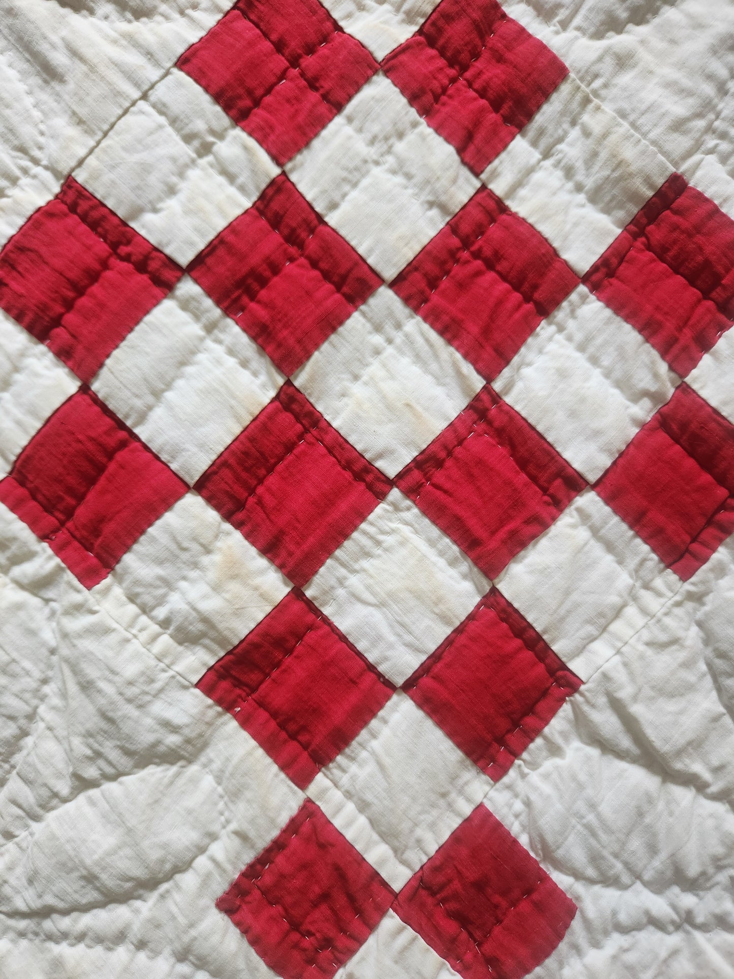 Antique Red & White Irish Chain Quilt