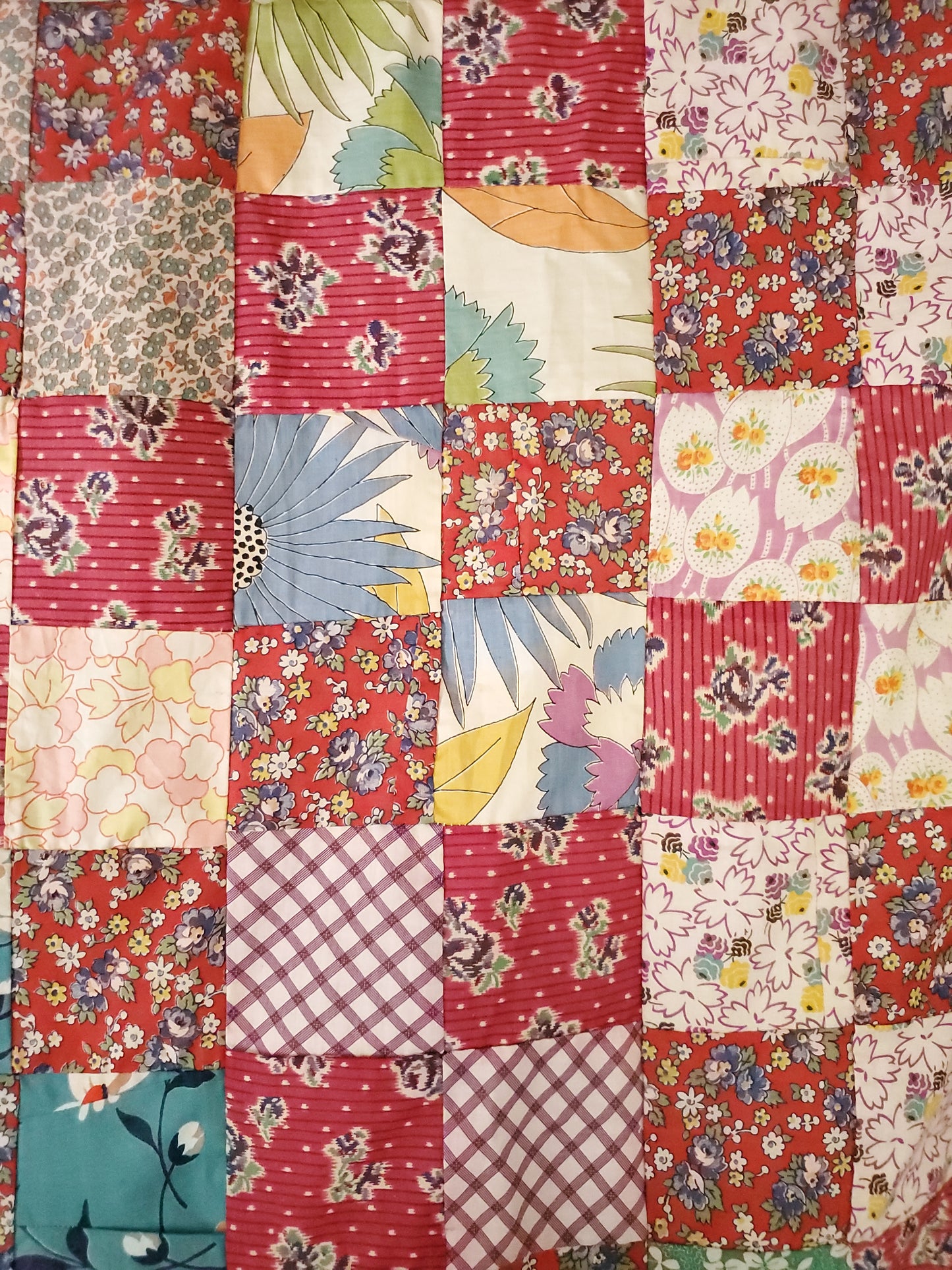 Vintage Patchwork Quilt Top, ca 1950