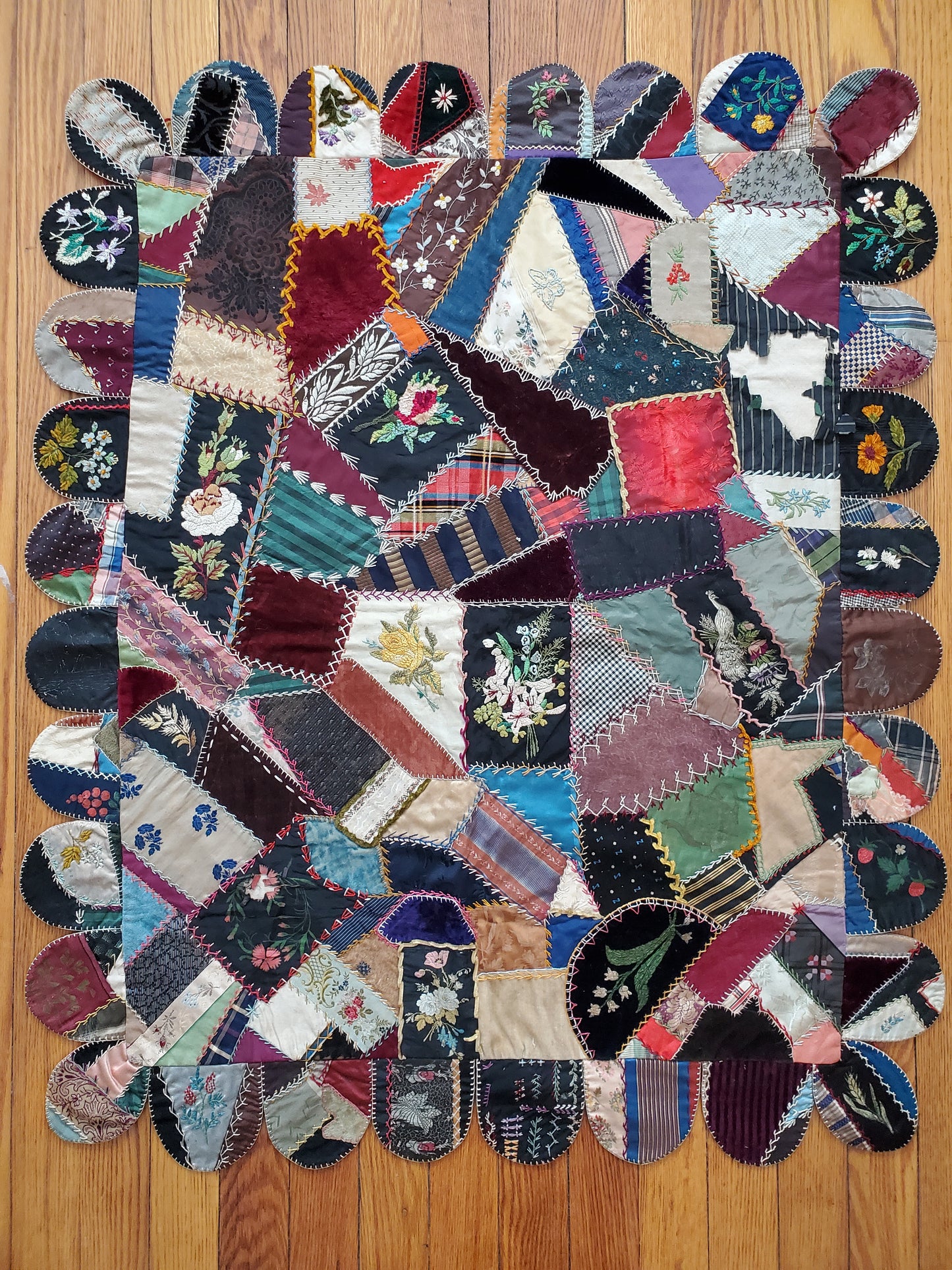 Victorian Crazy Quilt, Crib Size, ca 1890