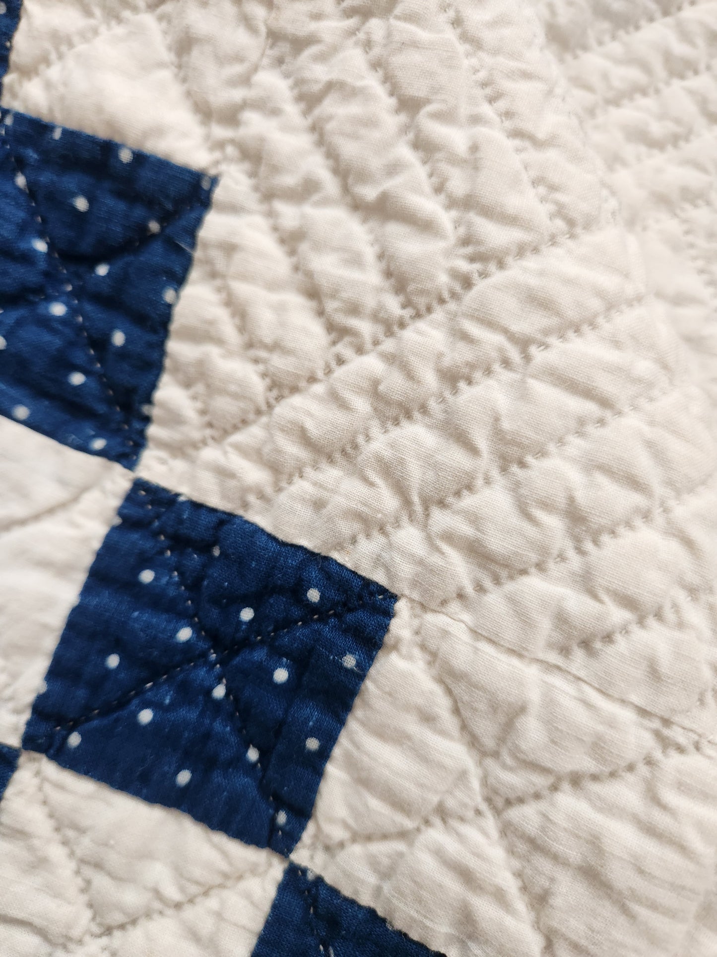 Antique Blue & White Triple Irish Chain Quilt c1900