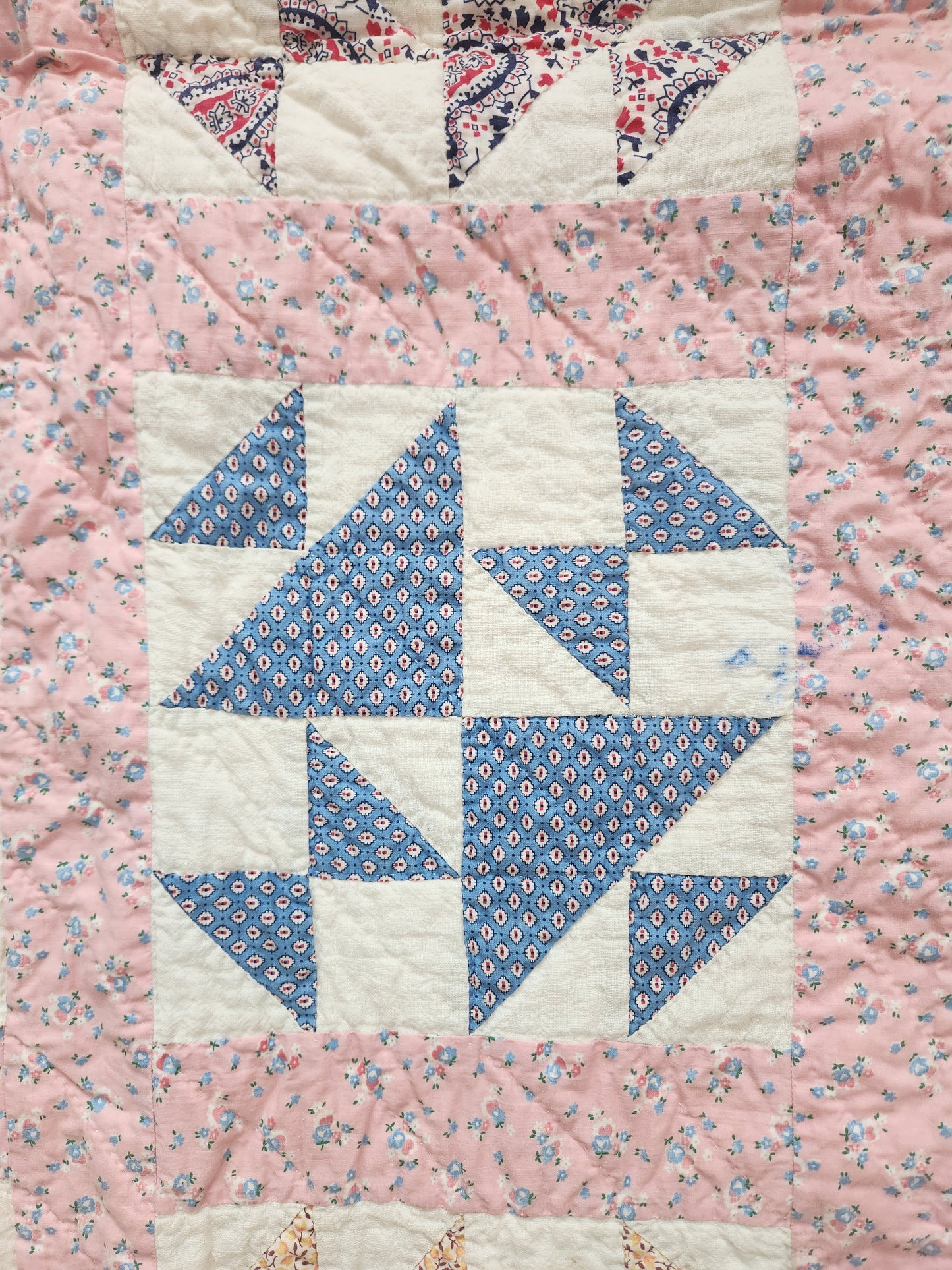 Vintage Feed Sack Patchwork Quilt c1940