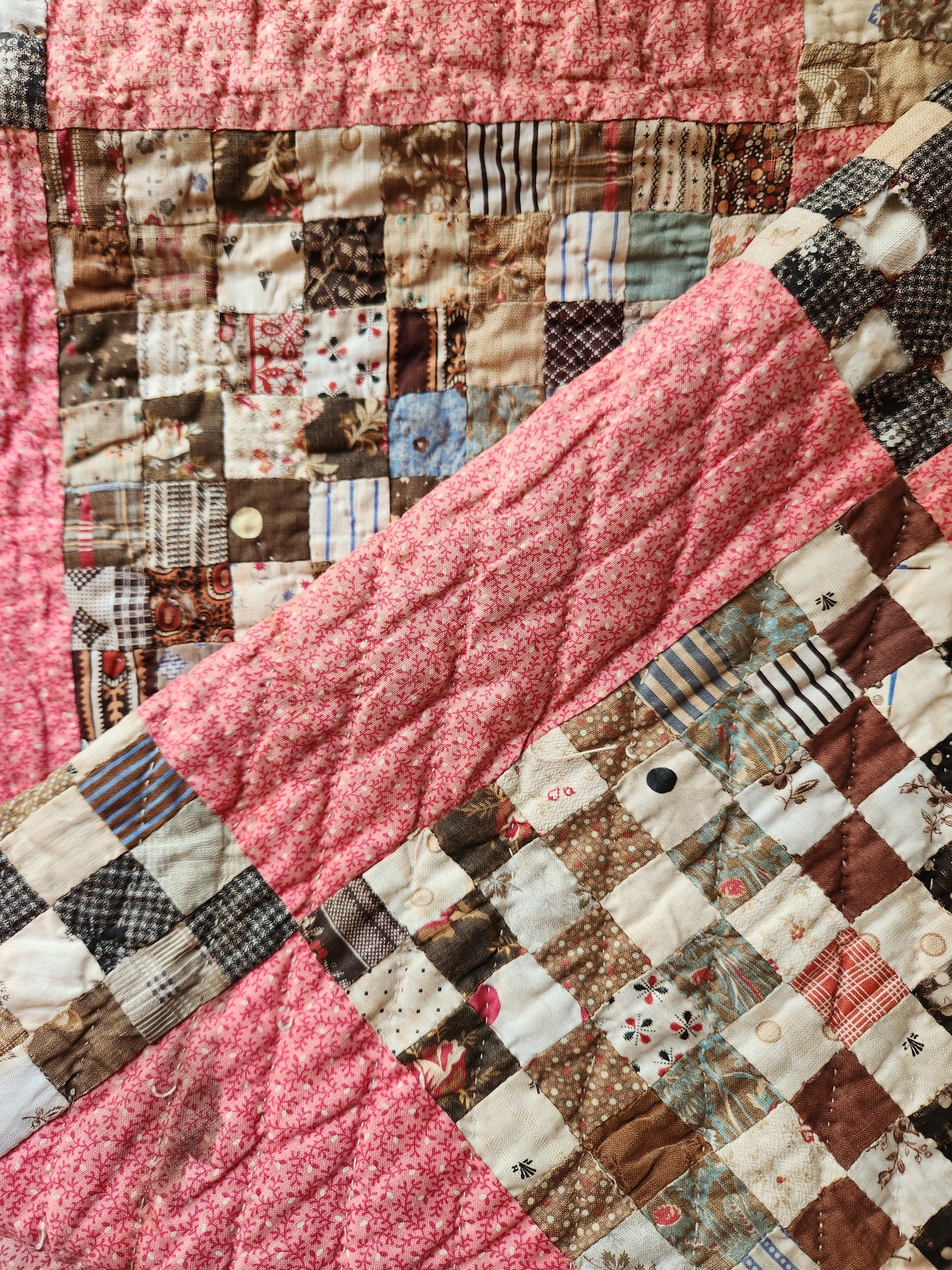 Inscribed Antique Postage Stamp Quilt c1911