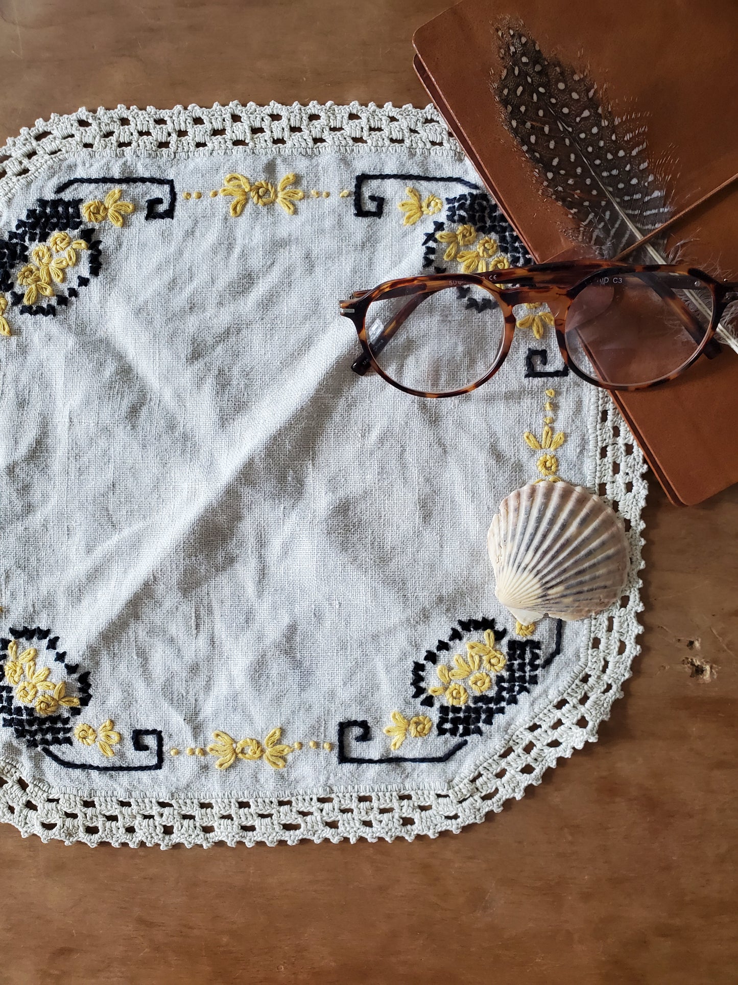 Vintage Hand Embroidered Linen Cloth