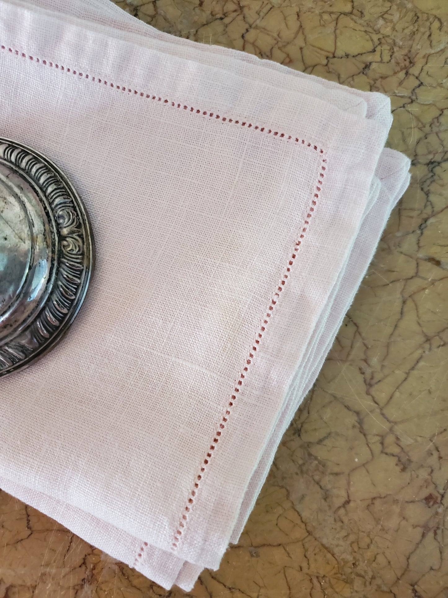 Set of Pink Vintage Linen Luncheon Napkins