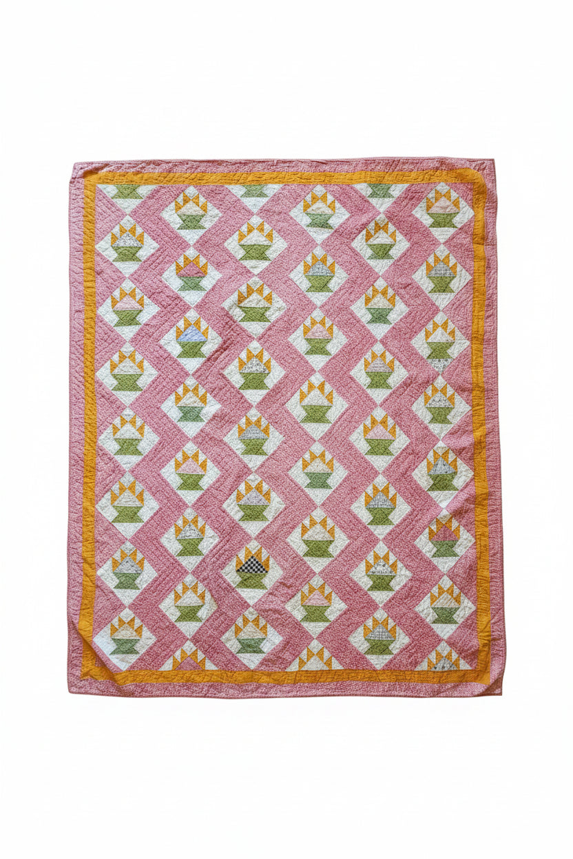 Antique Cactus Basket Quilt c1890