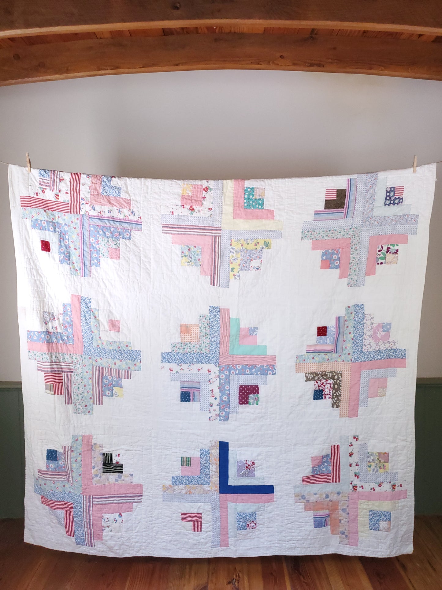 Vintage Feed Sack Quilt, ca 1950