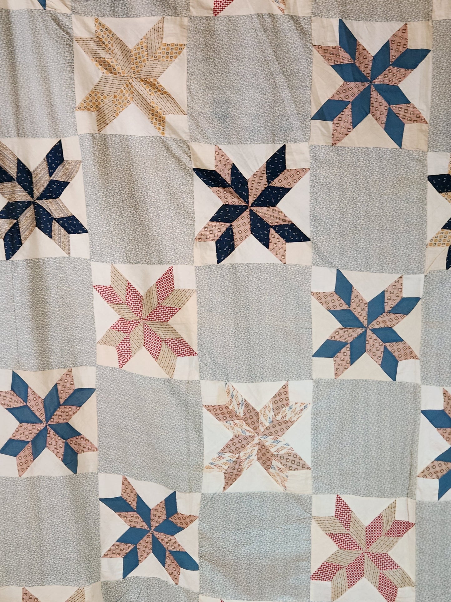 Vintage Stars Patchwork Quilt Top