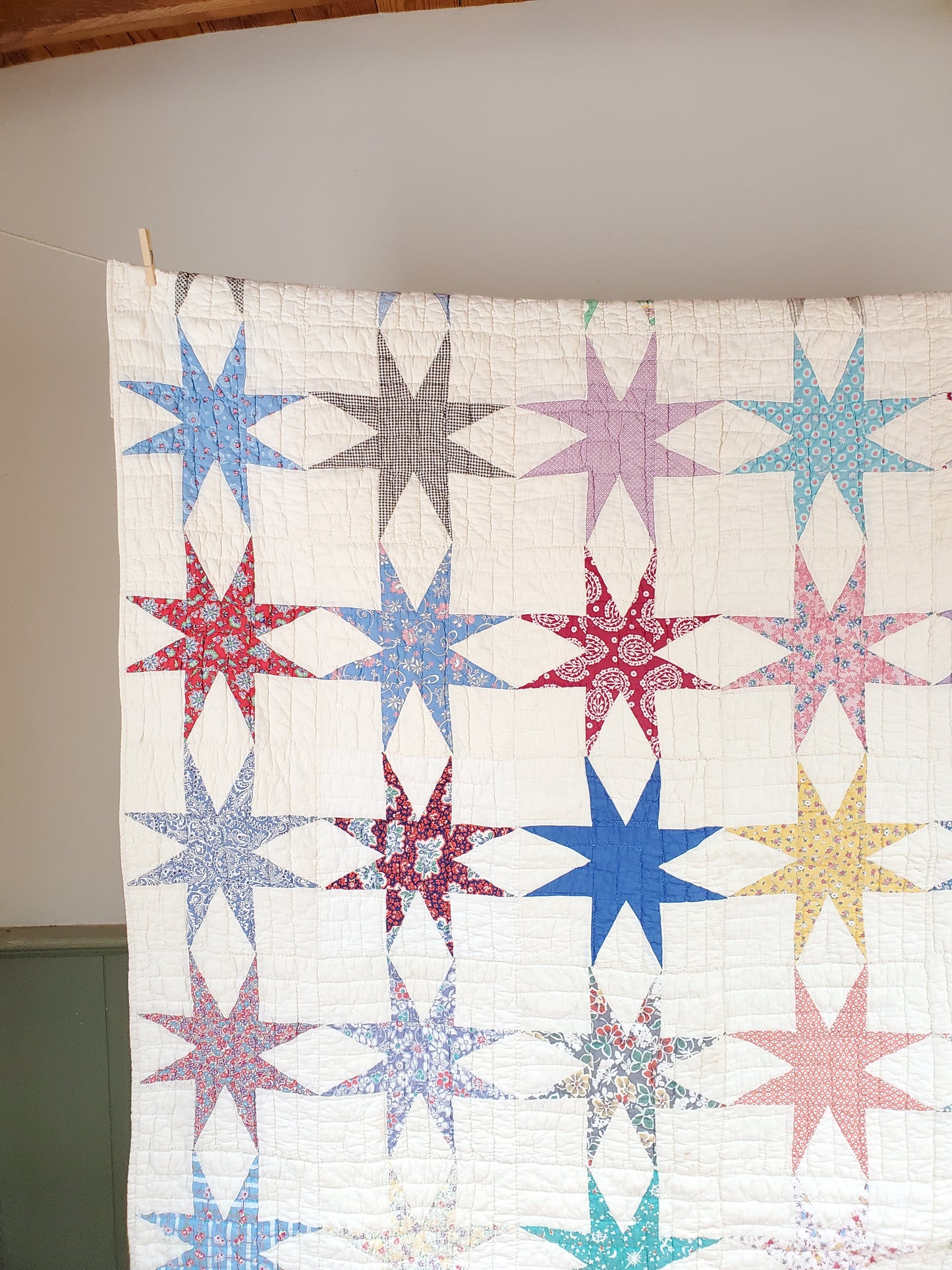 Vintage Sack Star Quilt, ca 1950