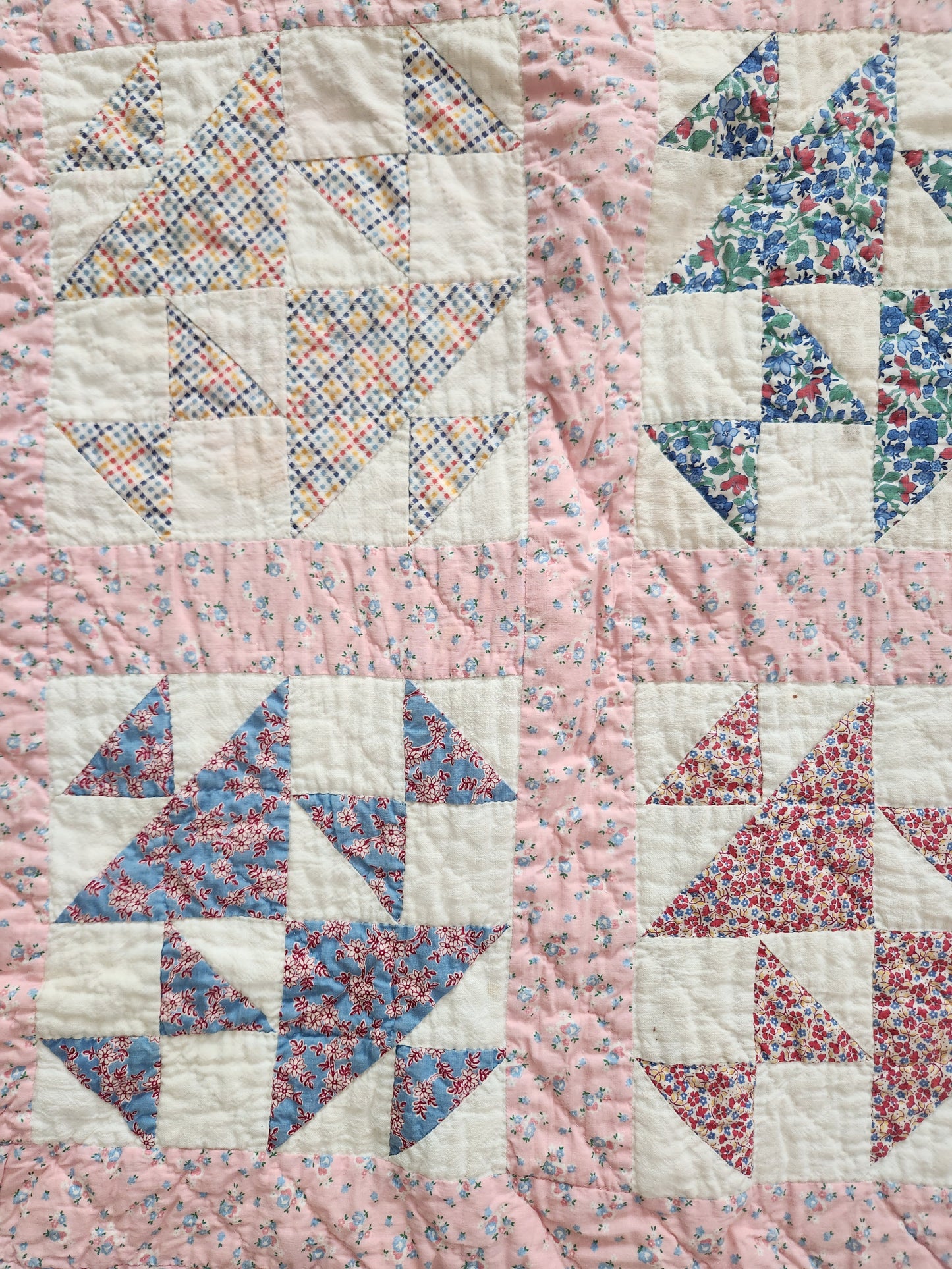 Vintage Feed Sack Patchwork Quilt c1940