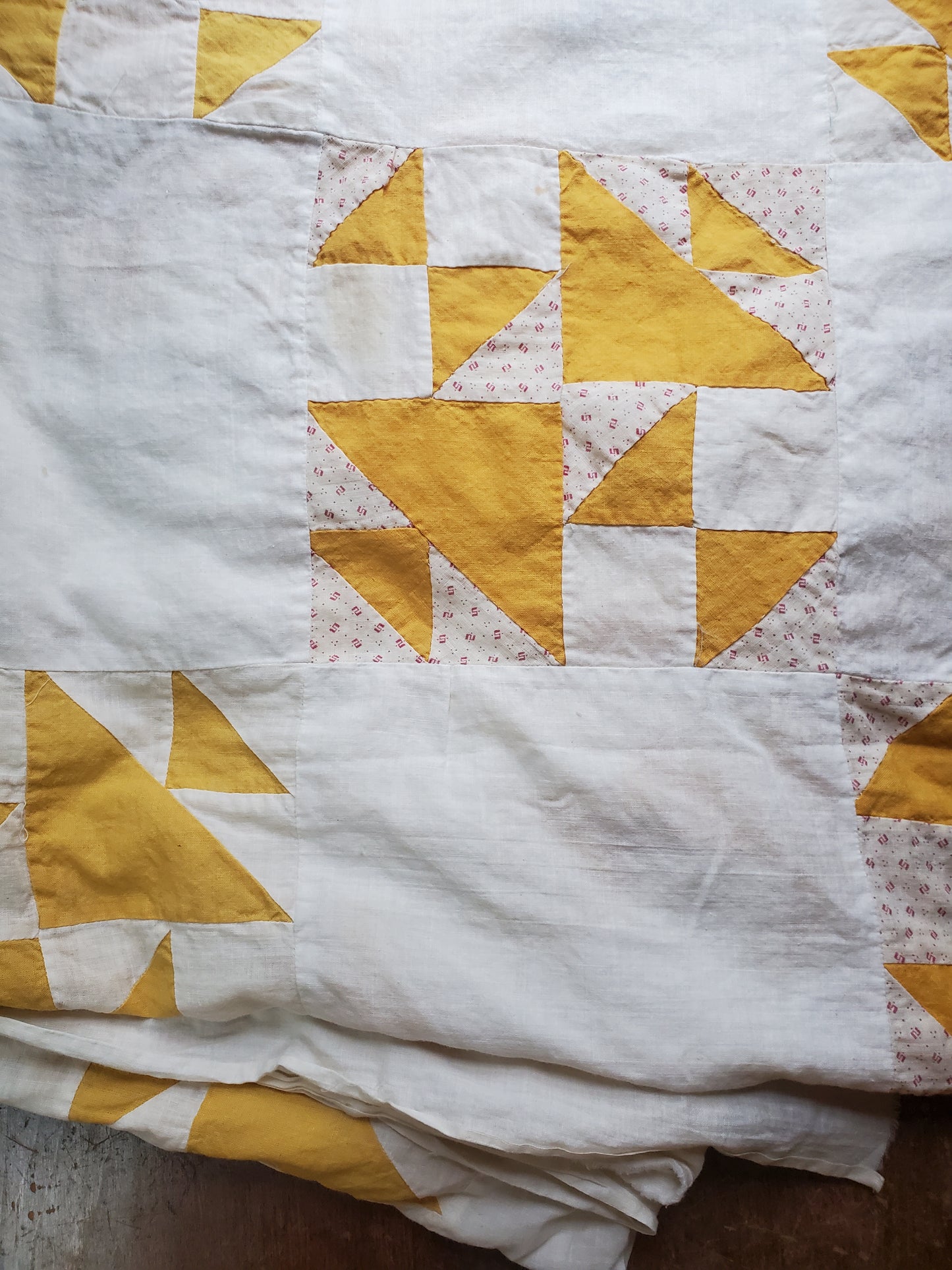 Yellow & White Double X Quilt Top