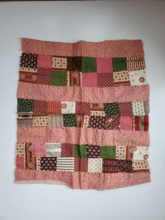 Small, 19th Century,Unfinished Quilt Section in Double Pink and Madder