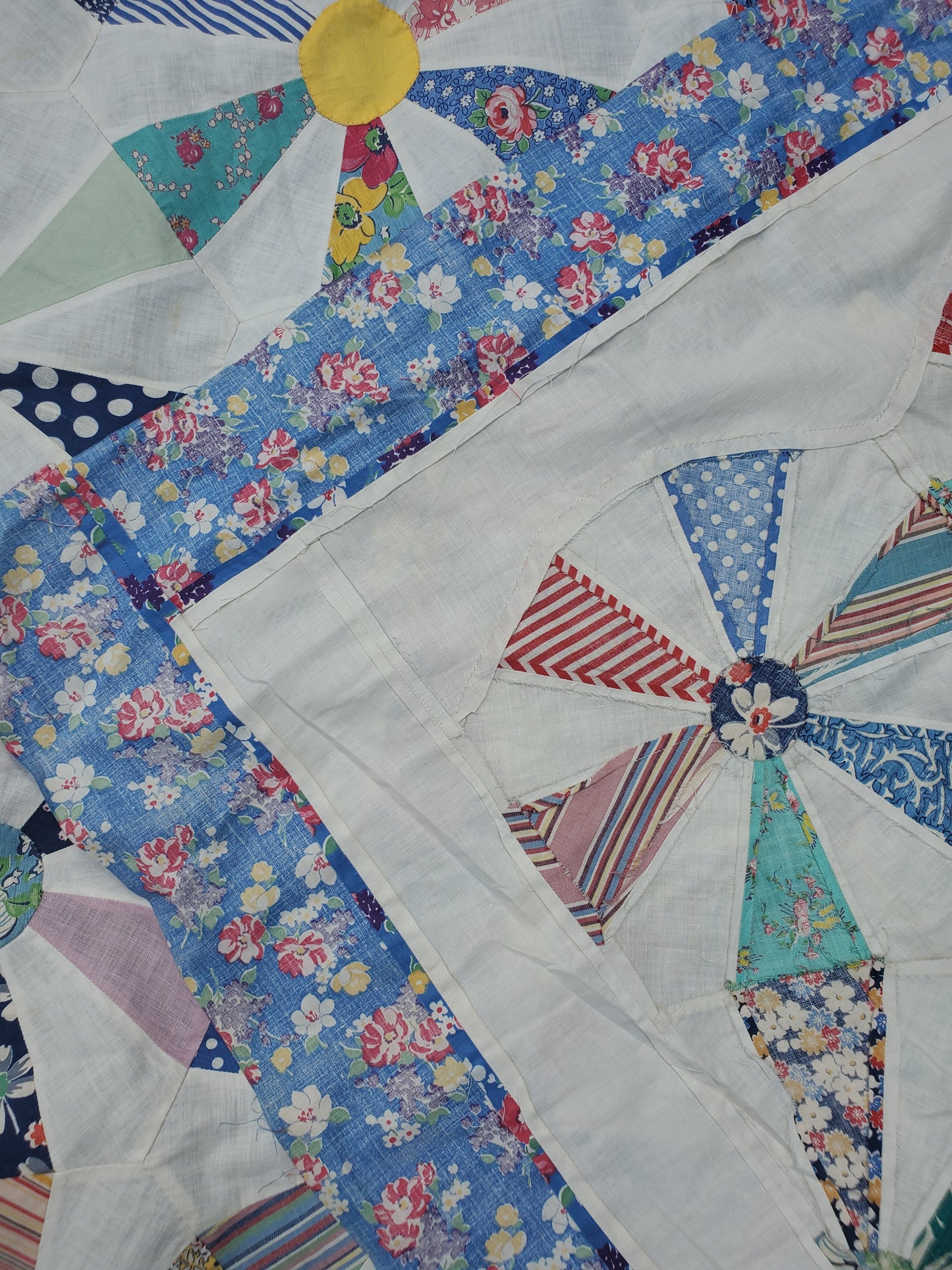 Vintage Feed Sack Quilt Top, ca 1950