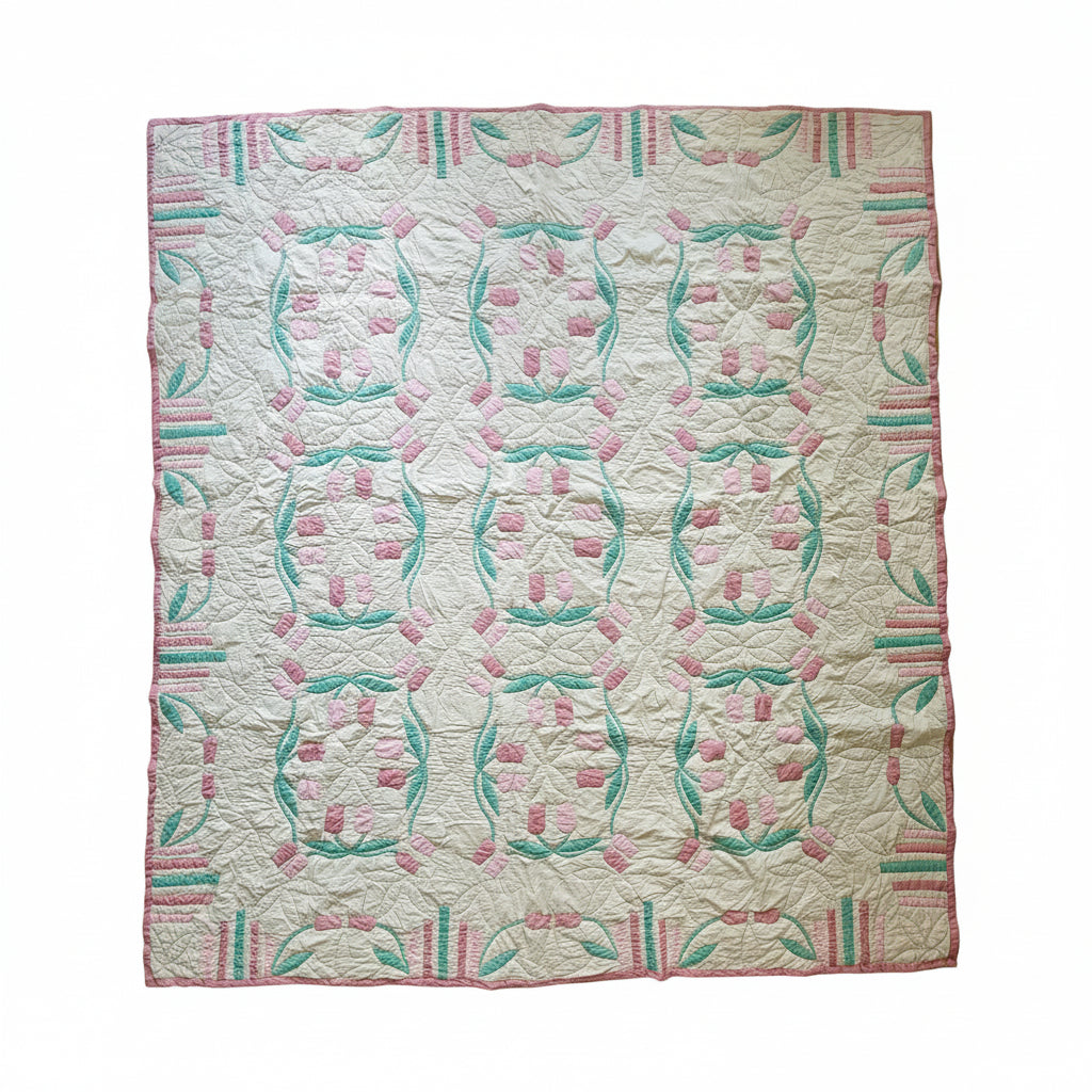 Vintage Tulip Quilt c1950