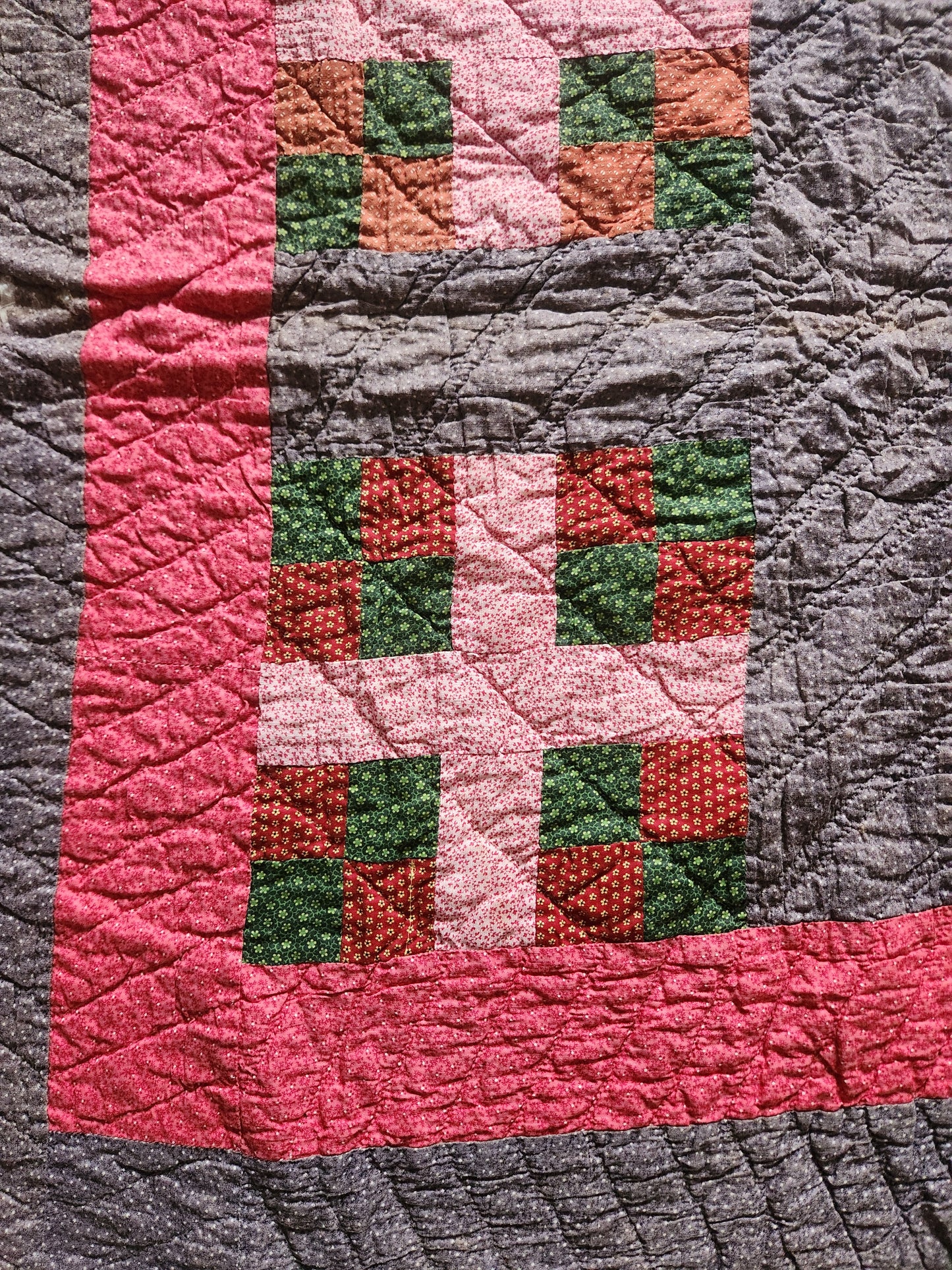 1 of 2, Antique Pennsylvania Style Calico Quilt