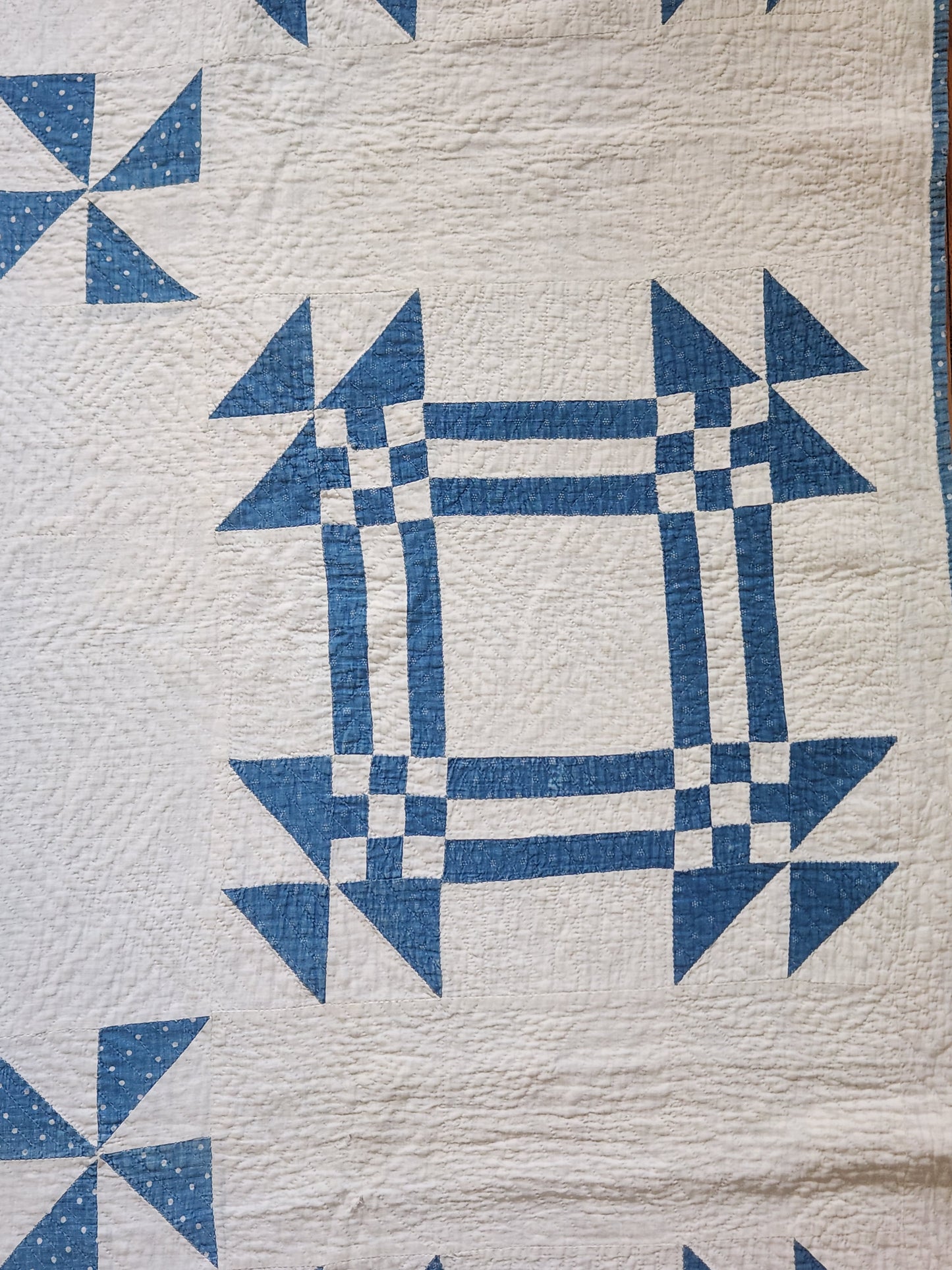 Antique Blue & White Missouri Puzzle Quilt