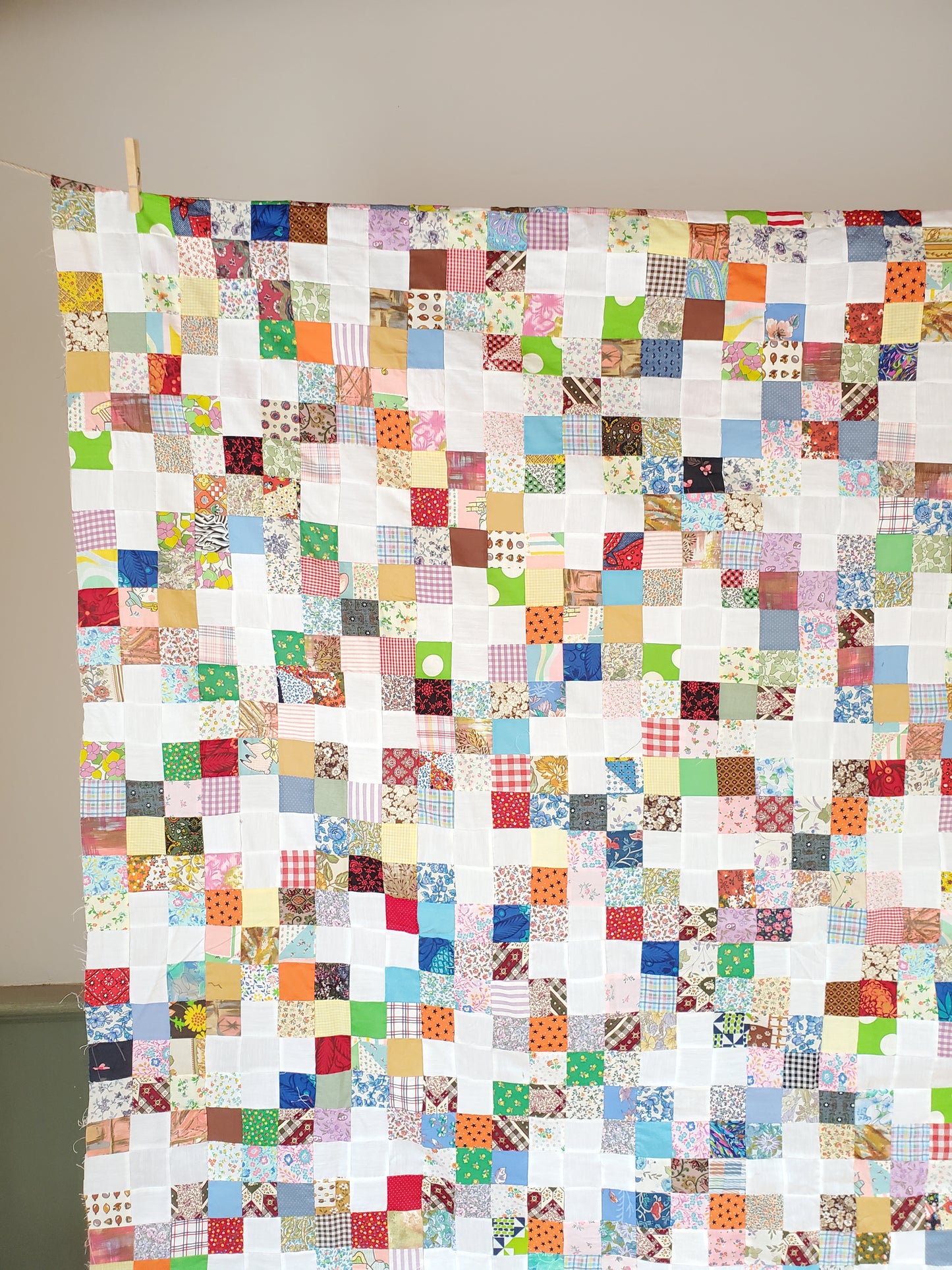 Vintage Postage Stamp Quilt Top, ca 1990s