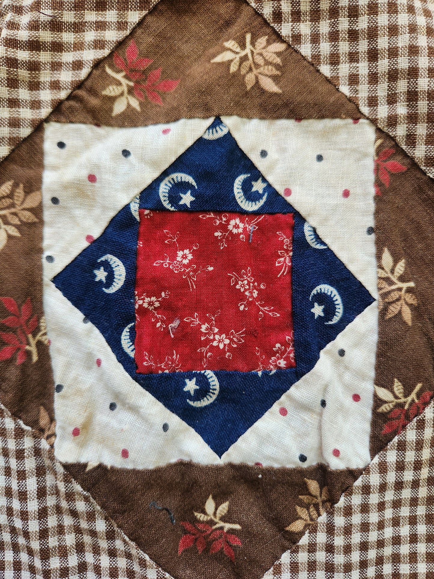 Antique Square in a Square Quilt Top c1890