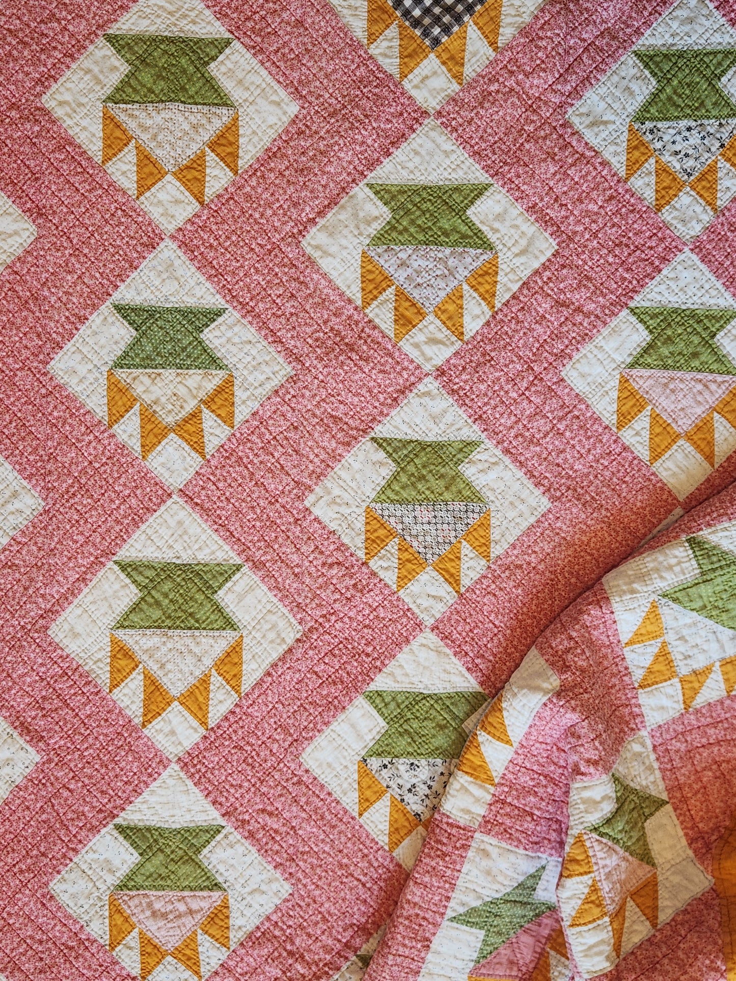 Antique Cactus Basket Quilt c1890